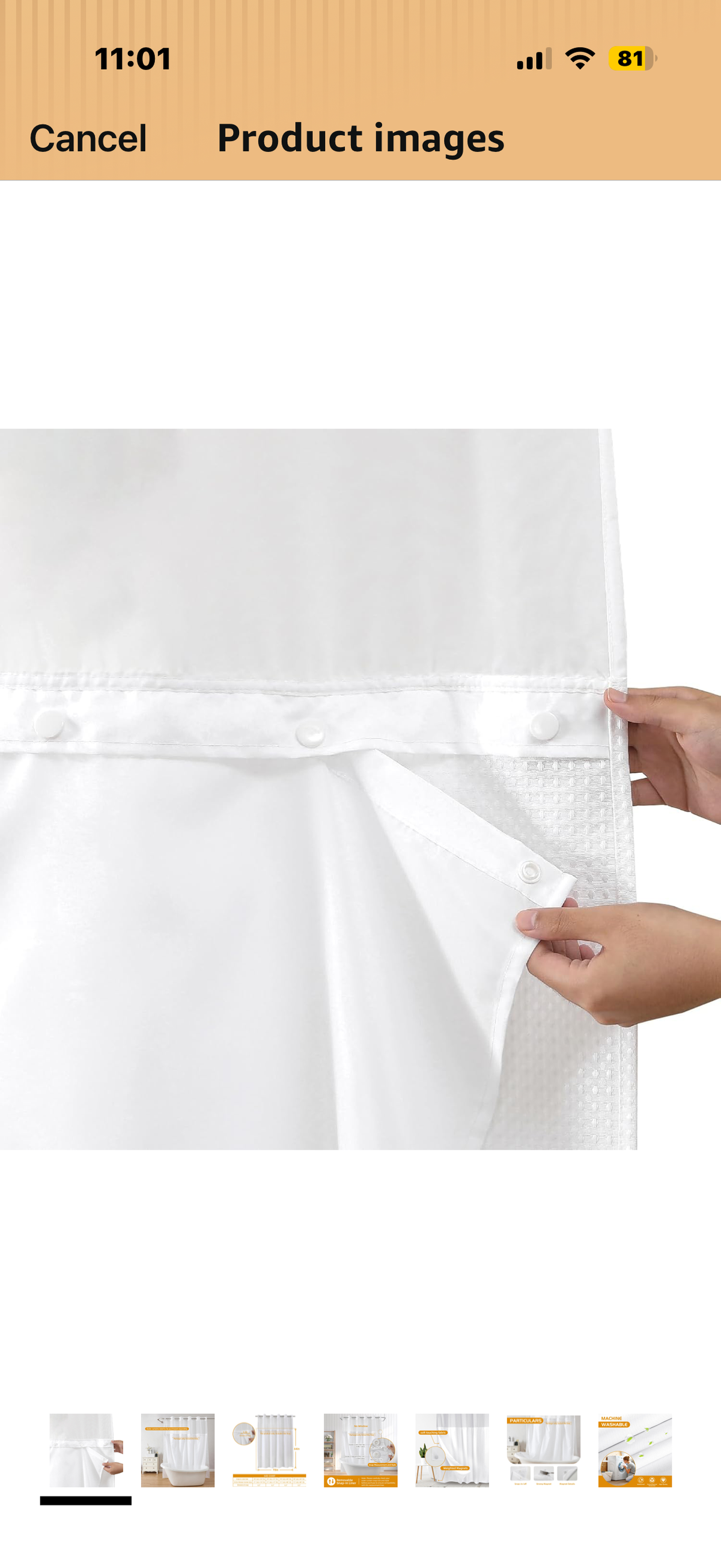 KONZENT Snap in Shower Curtain Liner Replacement Removable Water Repellent Liner for Bathroom 70" W x 64" H (Fit for 71" W x 84" H Shower Curtain) (White, 1 Pack)