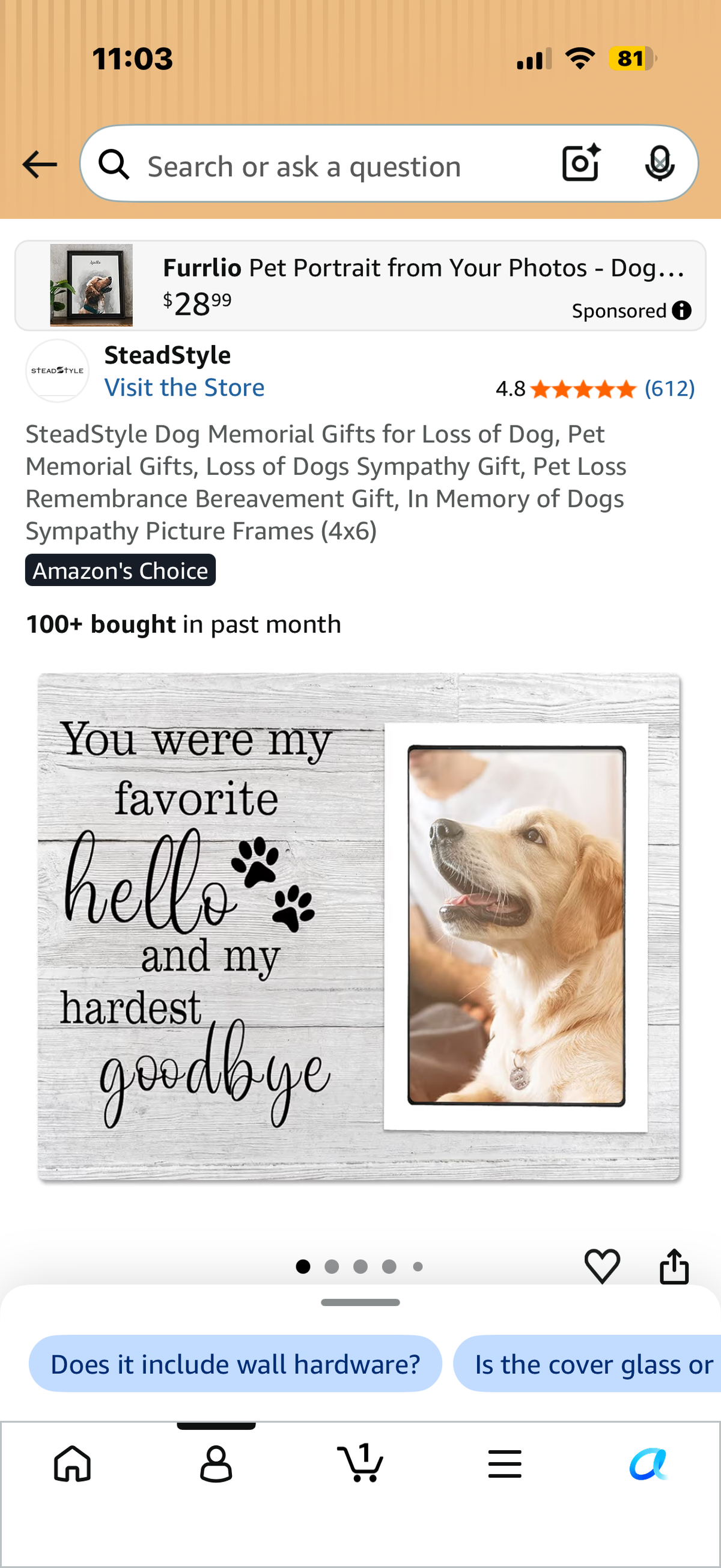 SteadStyle Dog Memorial Gifts for Loss of Dog, Pet Memorial Gifts, Loss of Dogs Sympathy Gift, Pet Loss Remembrance Bereavement Gift, In Memory of Dogs Sympathy Picture Frames (4x6)