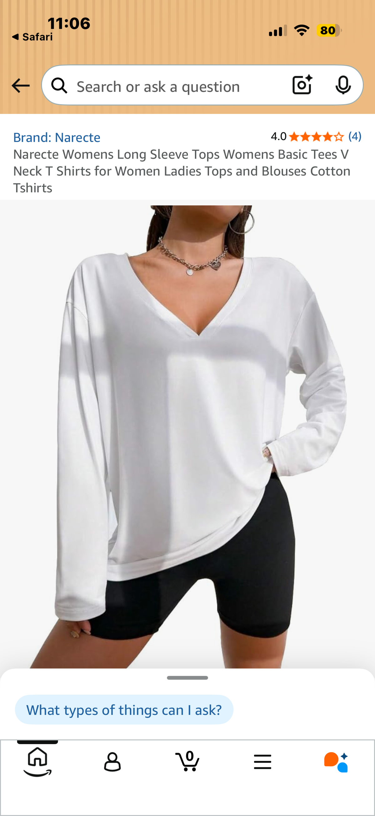 Narecte Womens Long Sleeve Tops Womens Basic Tees V Neck T Shirts for Women Ladies Tops and Blouses Cotton Tshirts (Size Small)