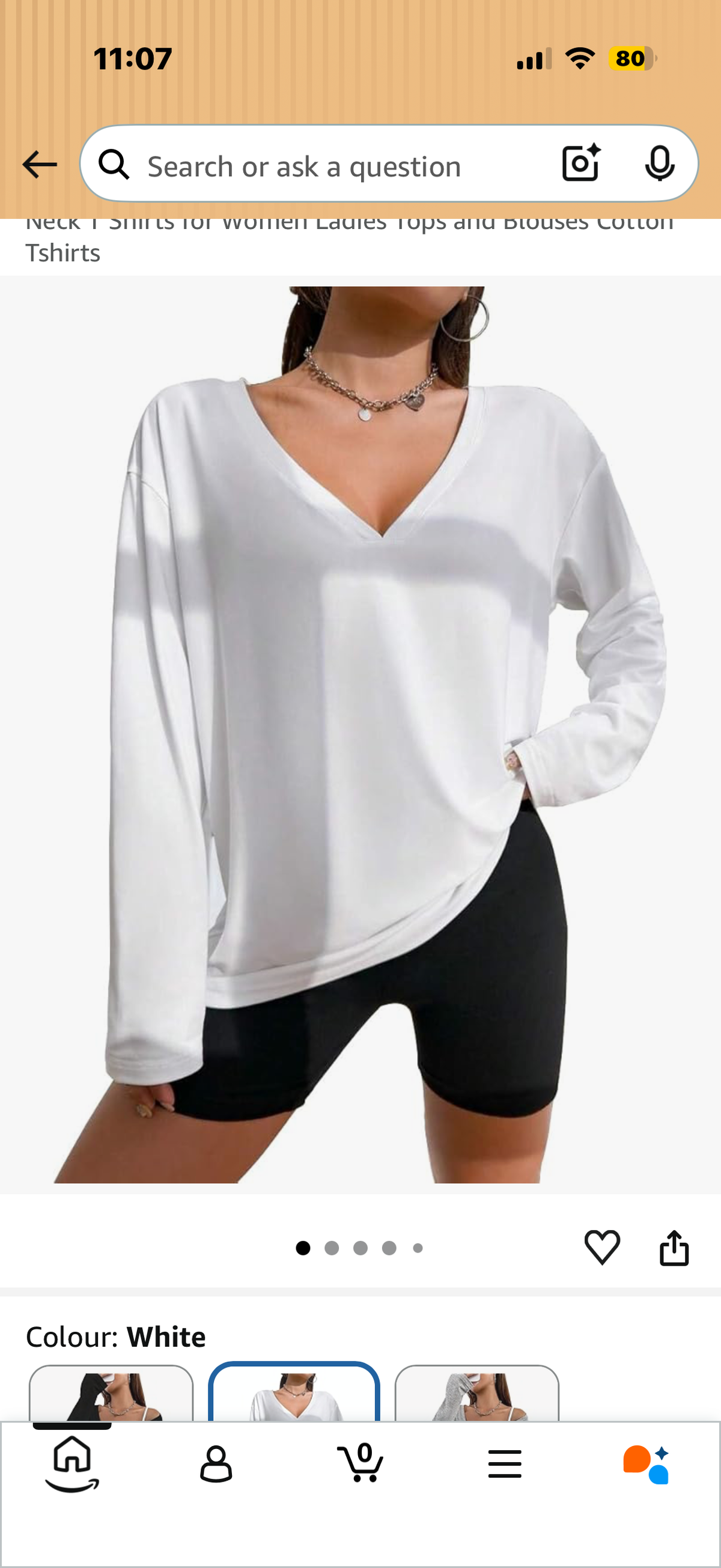 Narecte Womens Long Sleeve Tops Womens Basic Tees V Neck T Shirts for Women Ladies Tops and Blouses Cotton Tshirts (Size Small)