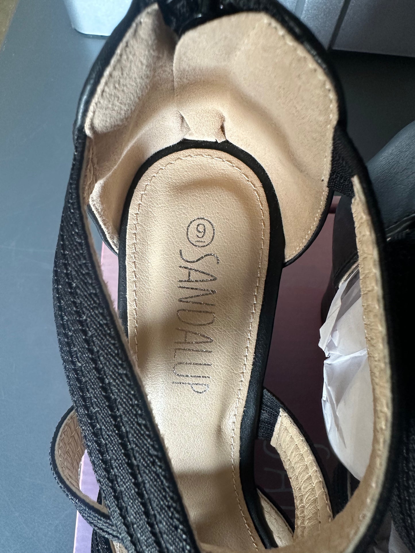 SANDALUP Back Zipper Sandals Wedges Shoes for Women (Size 9)
