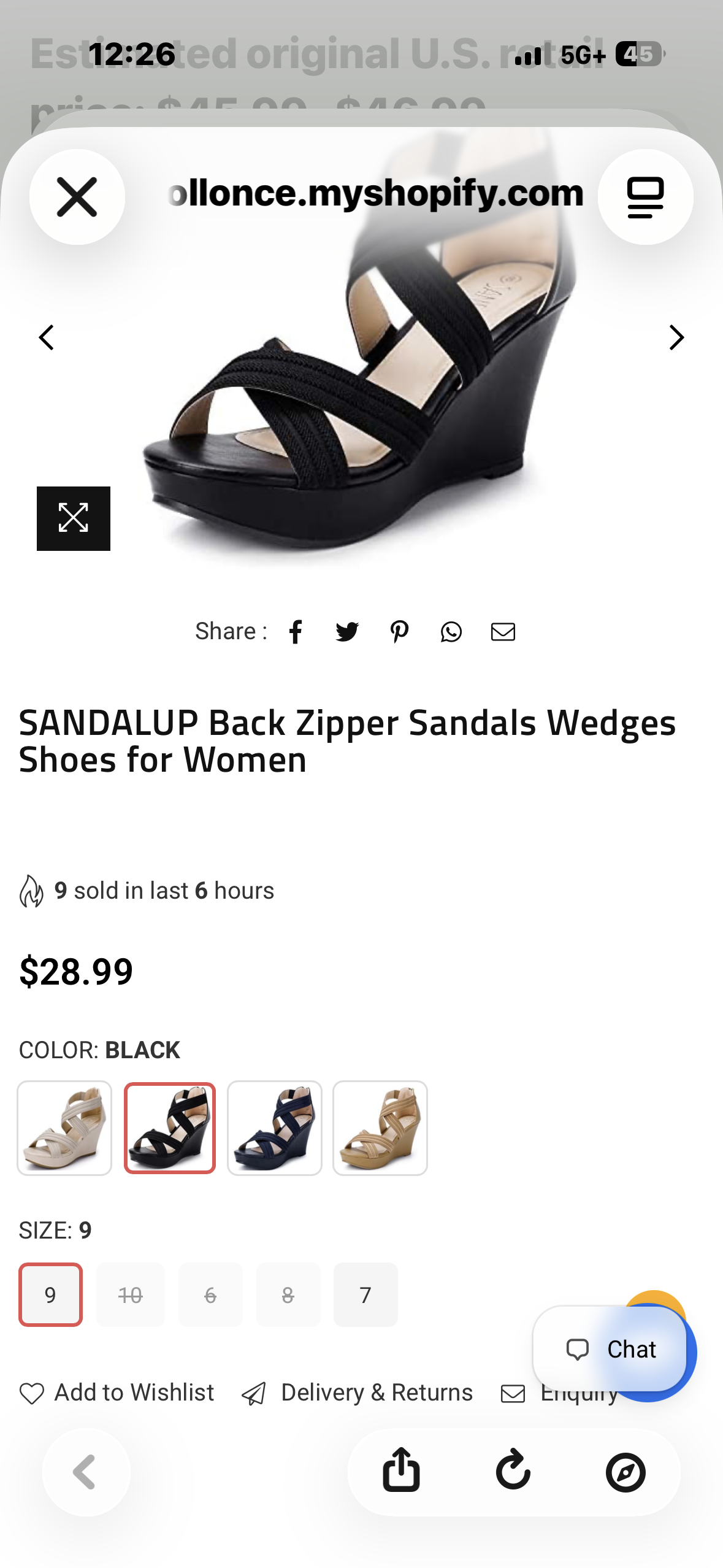 SANDALUP Back Zipper Sandals Wedges Shoes for Women (Size 9)