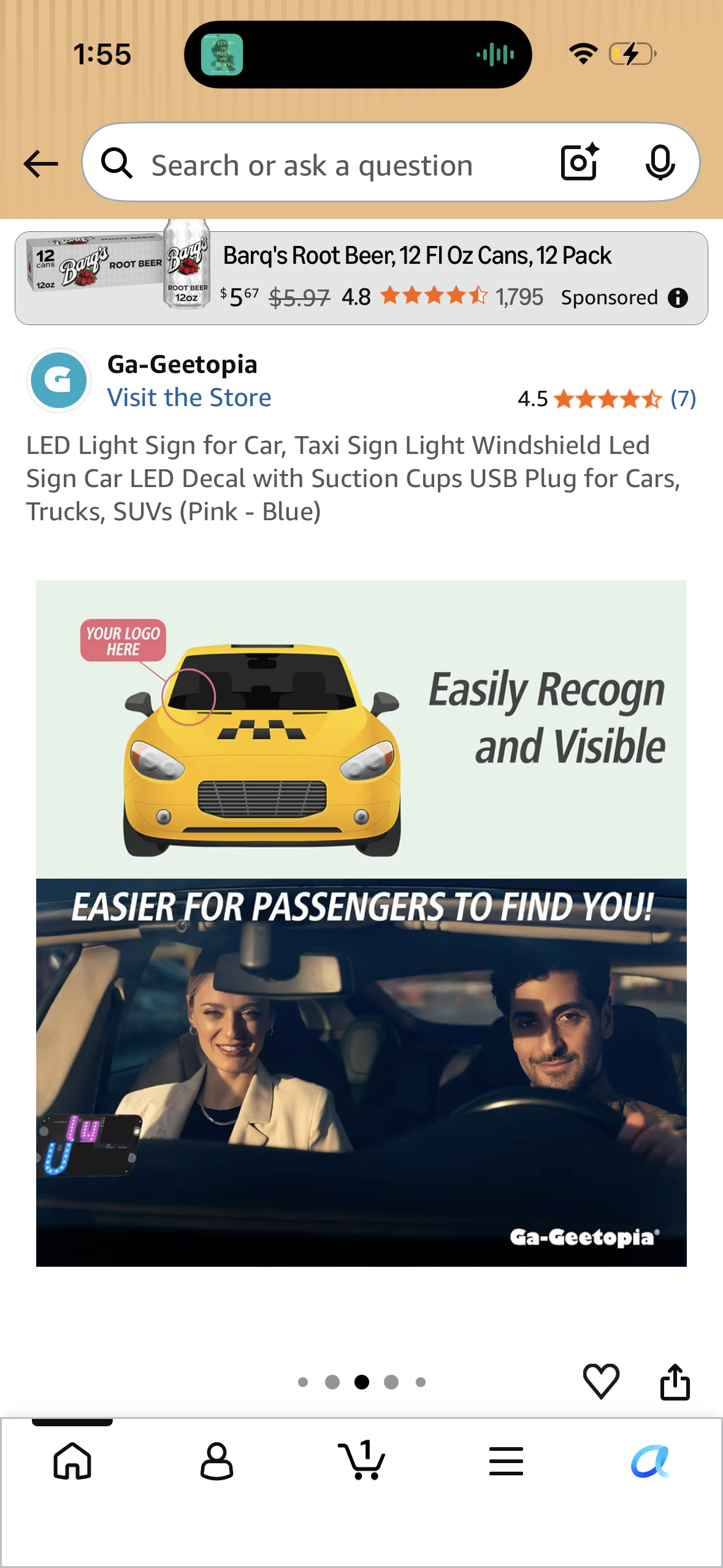 LED Light Sign for Car, Taxi Sign Light Windshield Led Sign Car LED Decal with Suction Cups USB Plug for Cars, Trucks, SUVs (Pink - Blue)