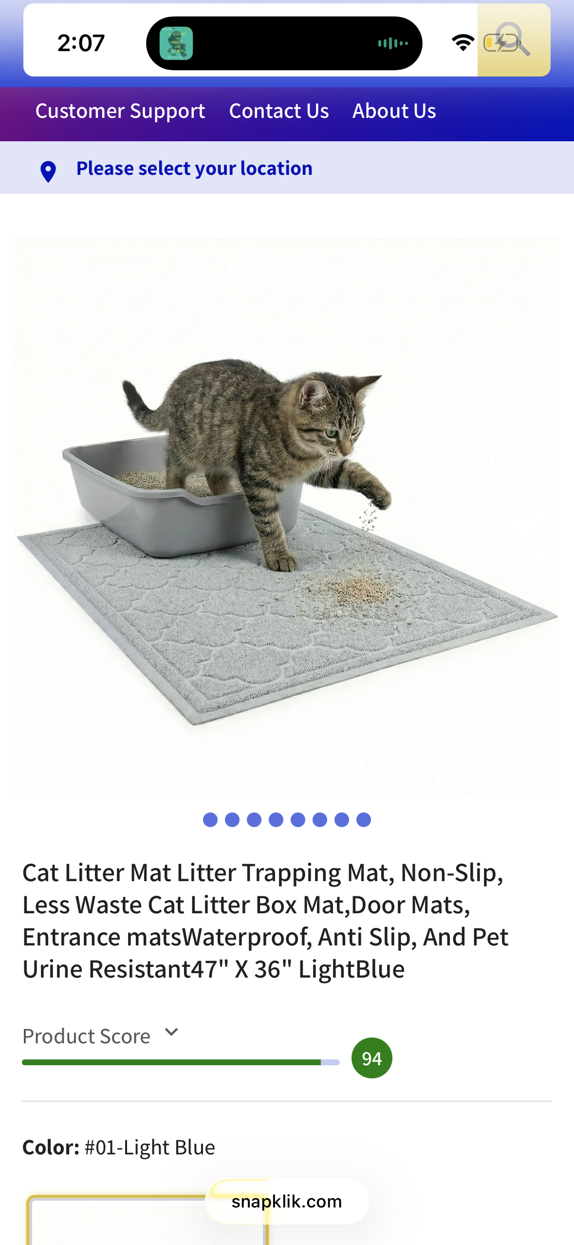 Frxat Cat Litter Mat Litter Trapping Mat, Non-Slip, Less Waste Cat Litter Box Mat,Door mats, Entrance mats，Waterproof, Anti Slip, and pet Urine Resistant，47" x 36" LightBlue