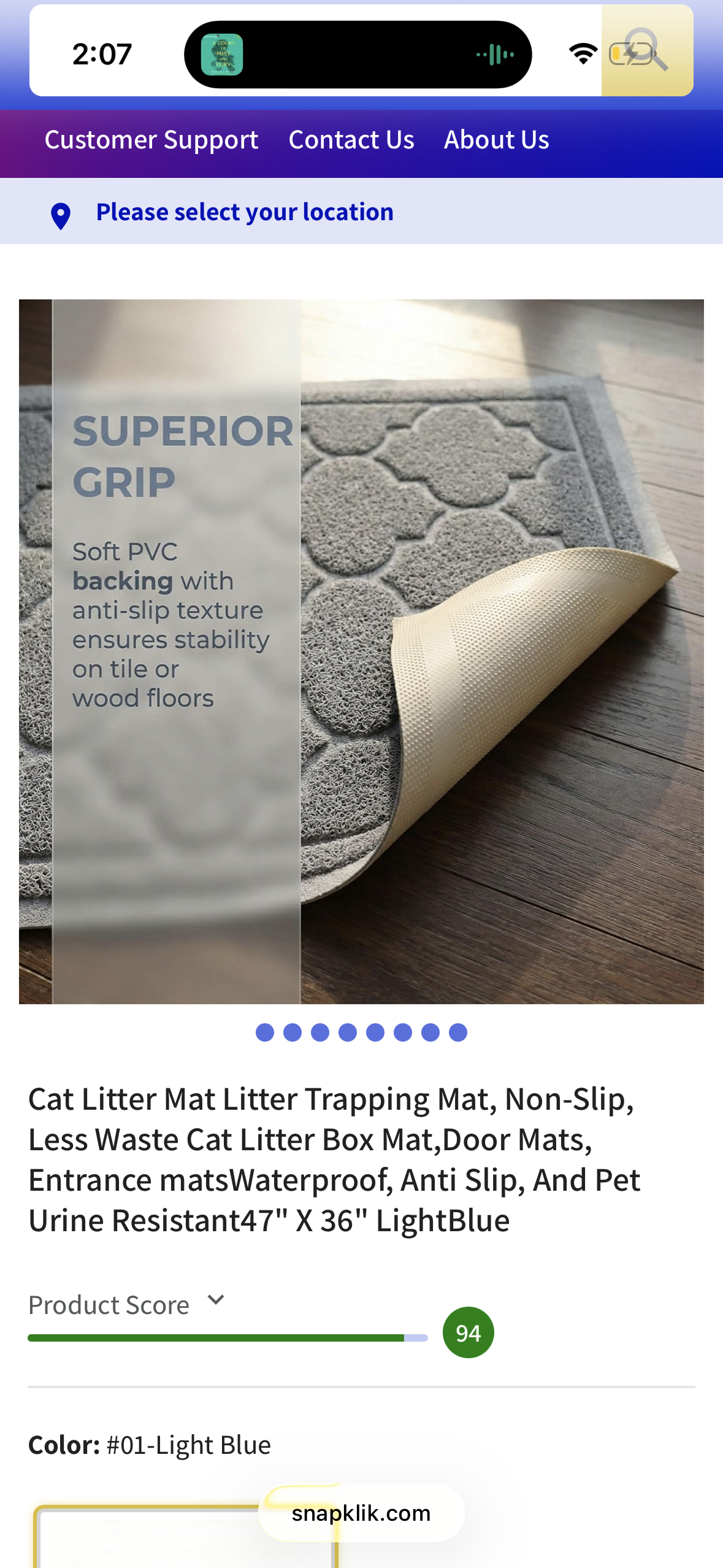 Frxat Cat Litter Mat Litter Trapping Mat, Non-Slip, Less Waste Cat Litter Box Mat,Door mats, Entrance mats，Waterproof, Anti Slip, and pet Urine Resistant，47" x 36" LightBlue