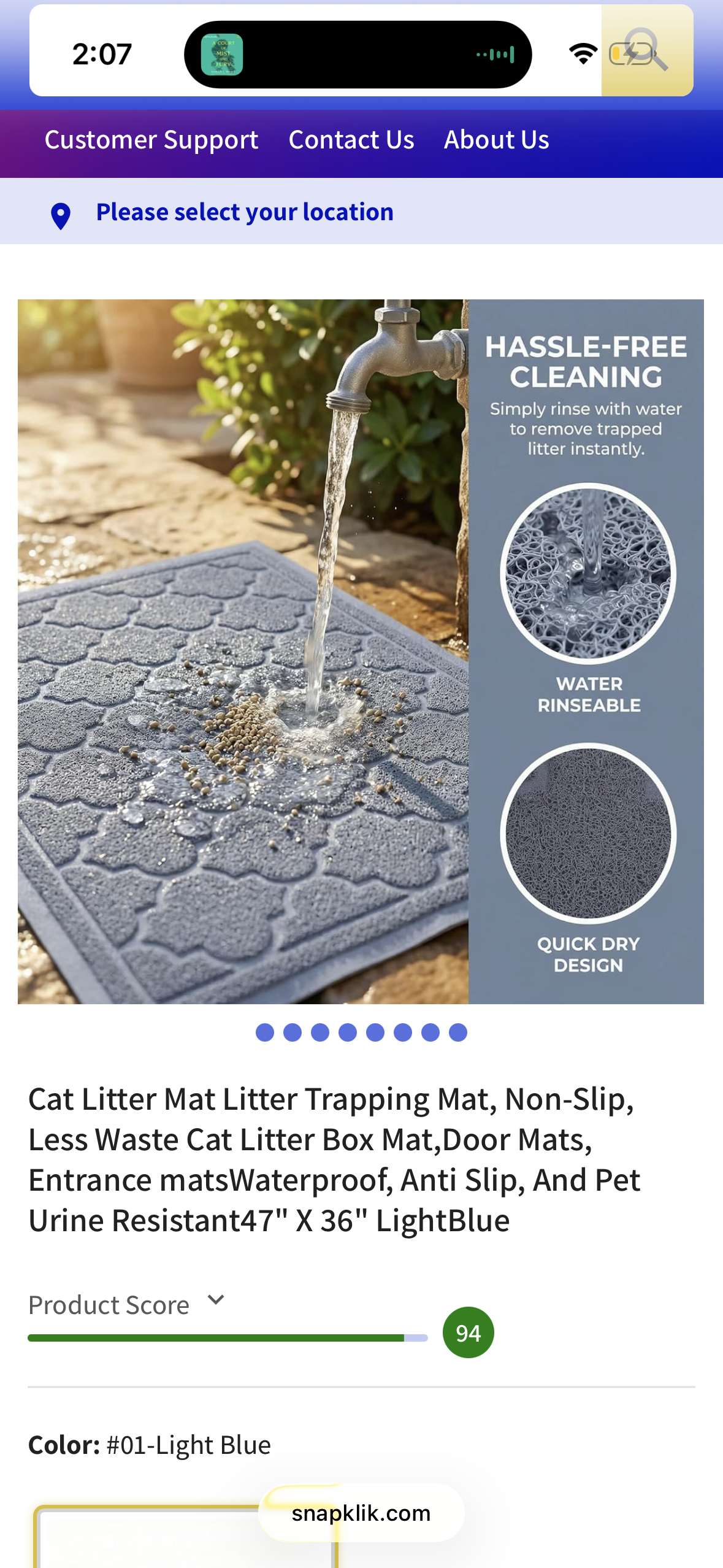 Frxat Cat Litter Mat Litter Trapping Mat, Non-Slip, Less Waste Cat Litter Box Mat,Door mats, Entrance mats，Waterproof, Anti Slip, and pet Urine Resistant，47" x 36" LightBlue