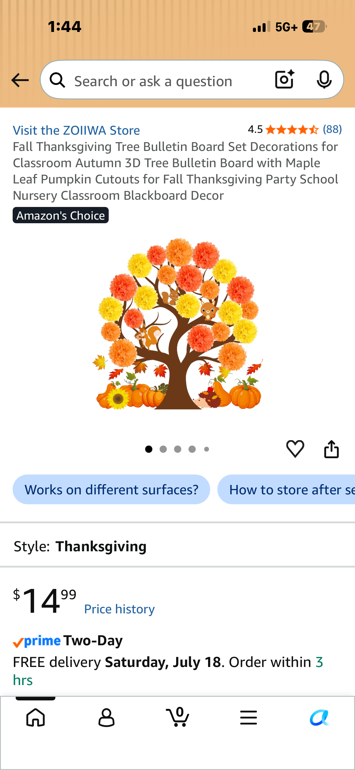 Fall Thanksgiving Tree Bulletin Board Set Decoration for Classroom, Autumn 3D Tree Bulletin Board with Maple Leaf Pumpkin Cutouts for Fall Thanksgiving Party, School Nursery, Classroom Decor, 4’ Tall