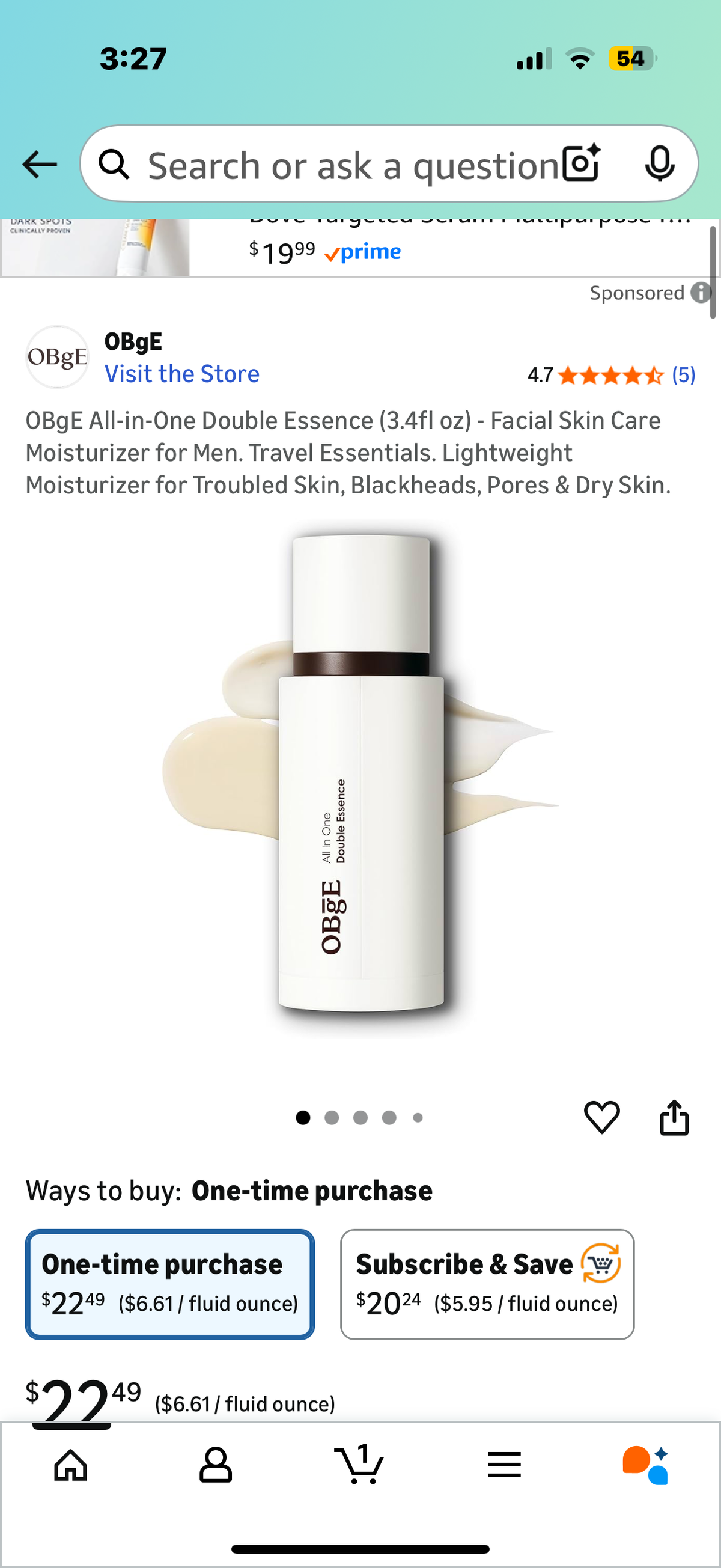 OBgE All-in-One Double Essence (3.4fl oz) - Facial Skin Care Moisturizer