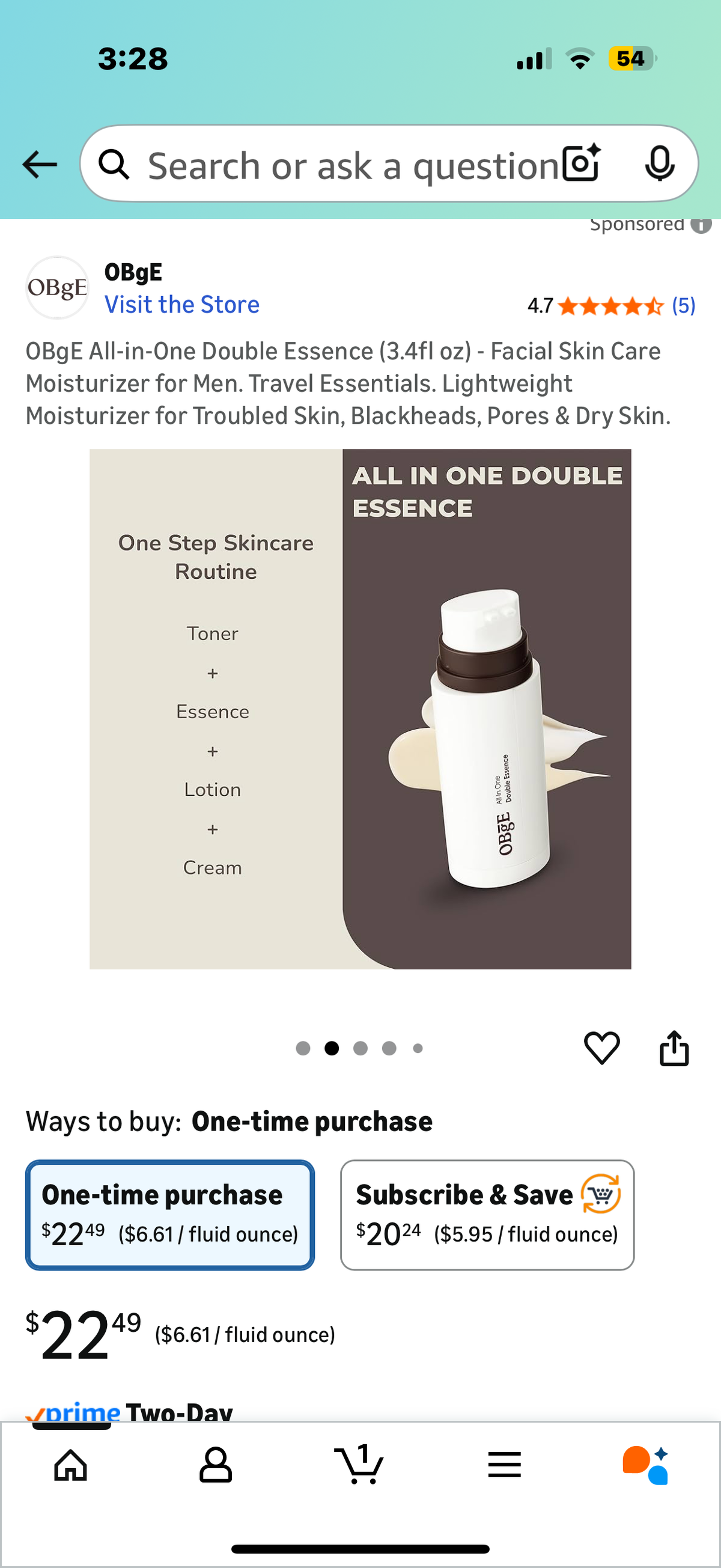 OBgE All-in-One Double Essence (3.4fl oz) - Facial Skin Care Moisturizer