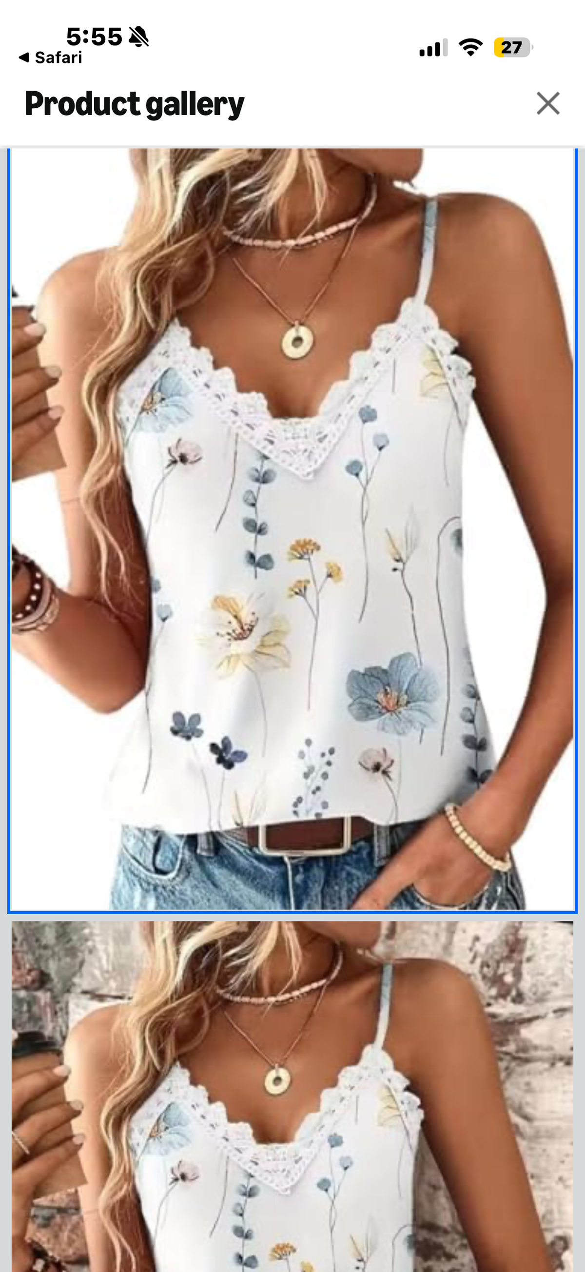 Lace Tank Tops for Women Summer Lace Splicing Spaghetti Strap Shirt Hollow Out Crochet Floral Print Camisole (Size Small)