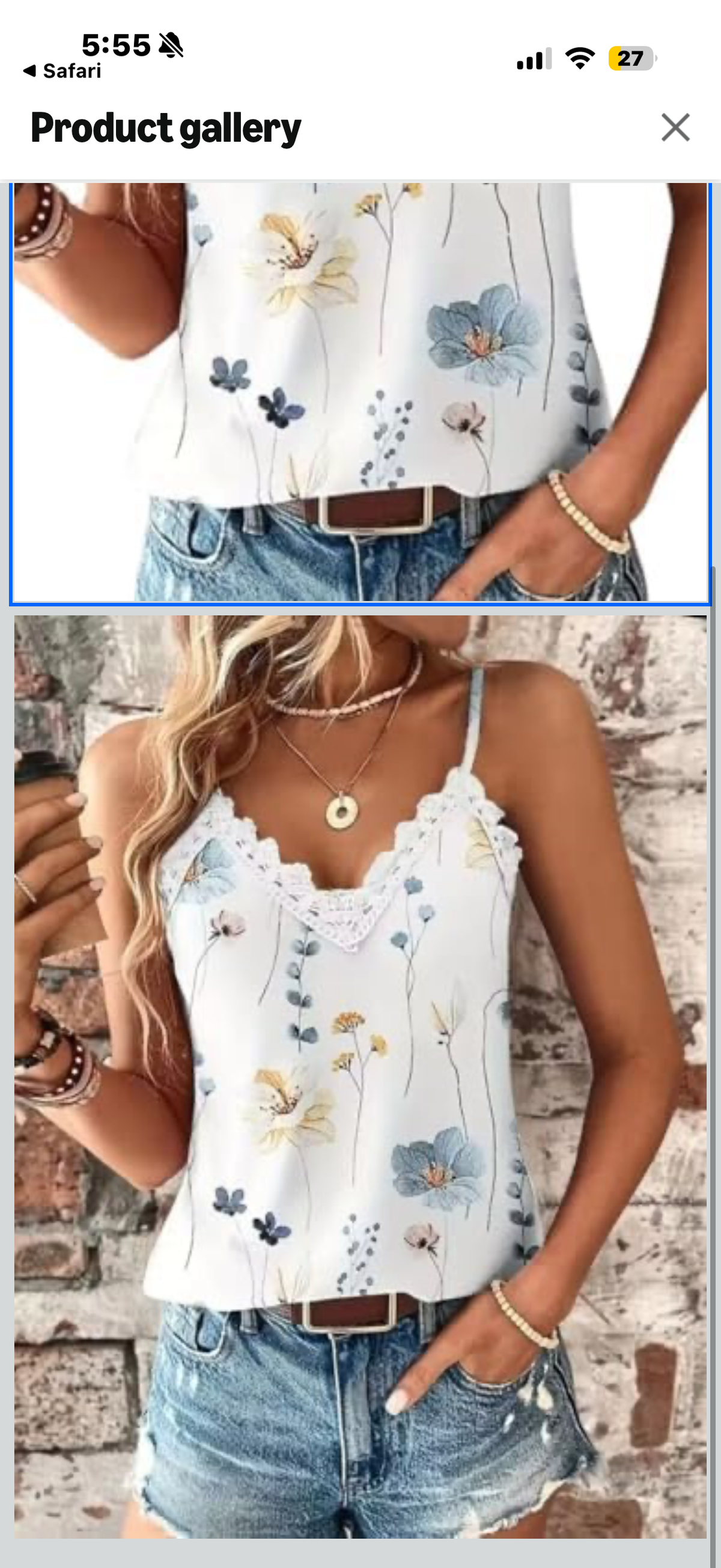 Lace Tank Tops for Women Summer Lace Splicing Spaghetti Strap Shirt Hollow Out Crochet Floral Print Camisole (Size Small)