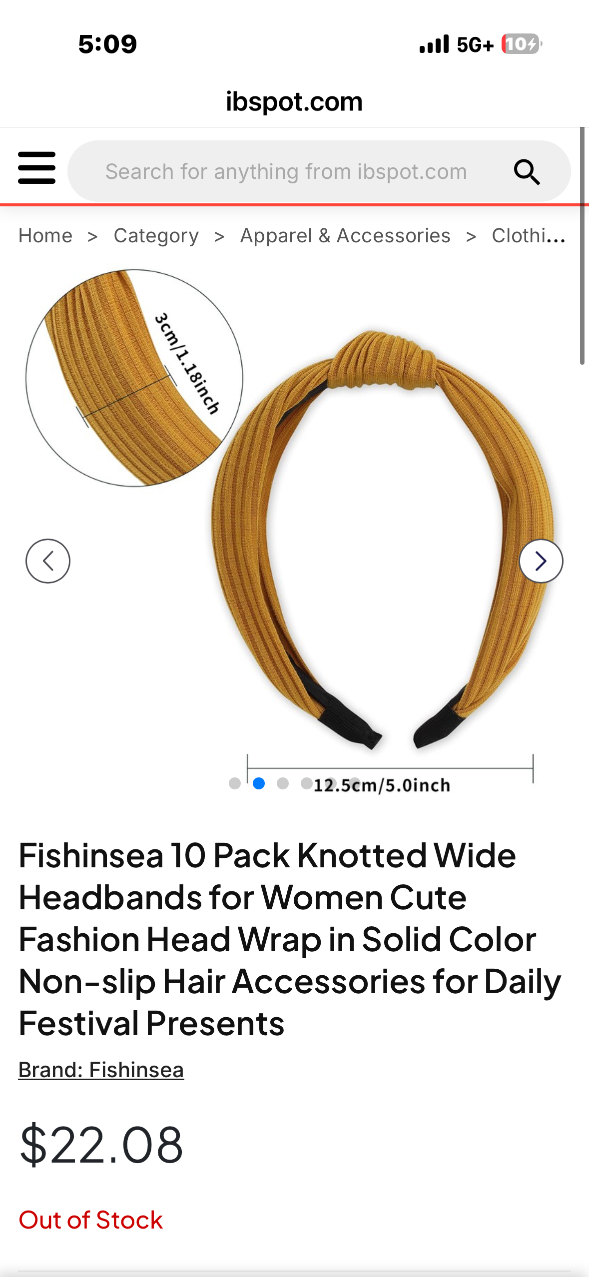 Fishinsea 10 Pack Knotted Wide Headbands for Women Cute Fashion Head Wrap in Solid Color Non-slip Hair Accessories for Daily Festival Presents
