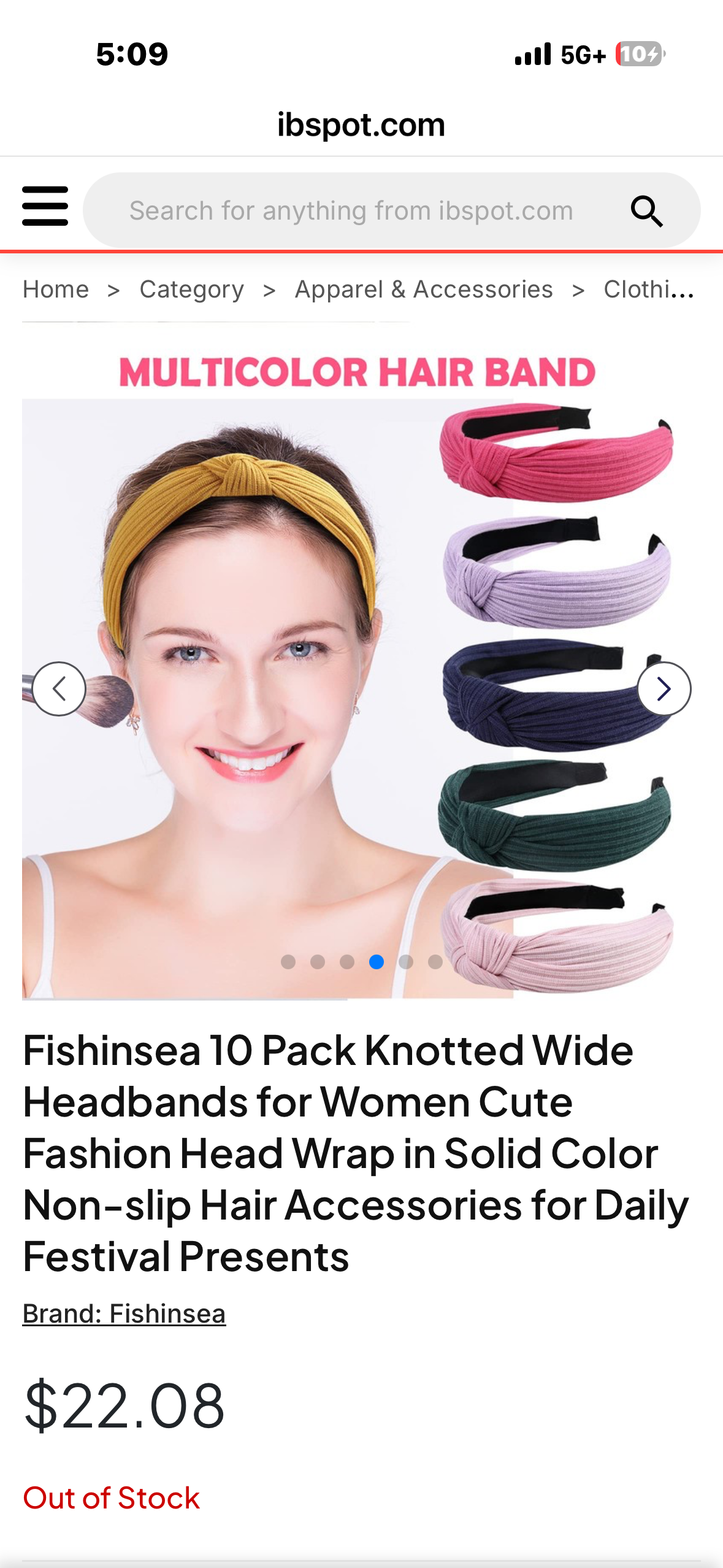 Fishinsea 10 Pack Knotted Wide Headbands for Women Cute Fashion Head Wrap in Solid Color Non-slip Hair Accessories for Daily Festival Presents