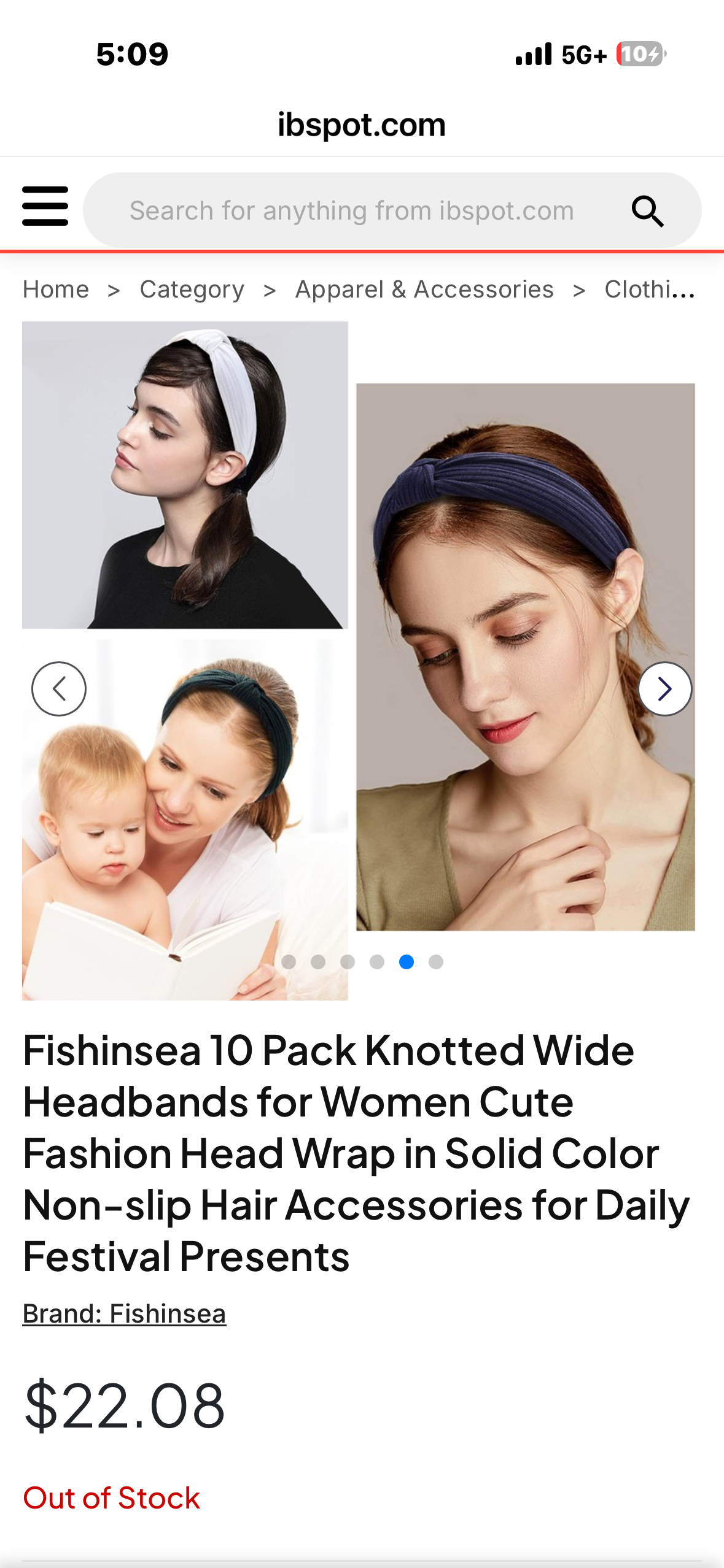Fishinsea 10 Pack Knotted Wide Headbands for Women Cute Fashion Head Wrap in Solid Color Non-slip Hair Accessories for Daily Festival Presents