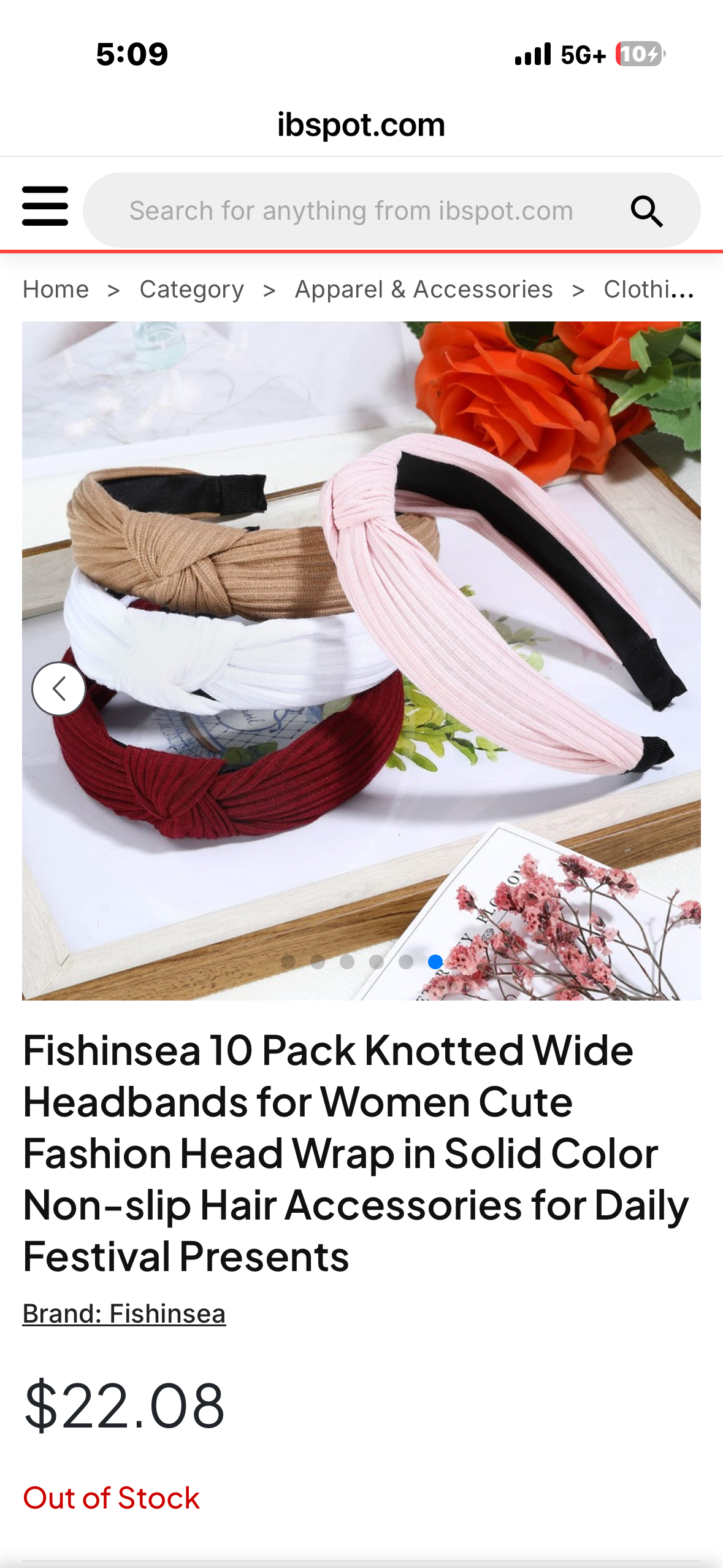 Fishinsea 10 Pack Knotted Wide Headbands for Women Cute Fashion Head Wrap in Solid Color Non-slip Hair Accessories for Daily Festival Presents