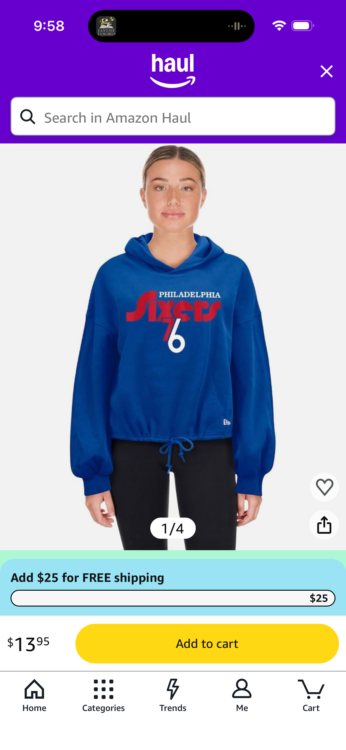New Era Women's Philadelphia 76ers Pullover Hoodie (Size Medium)