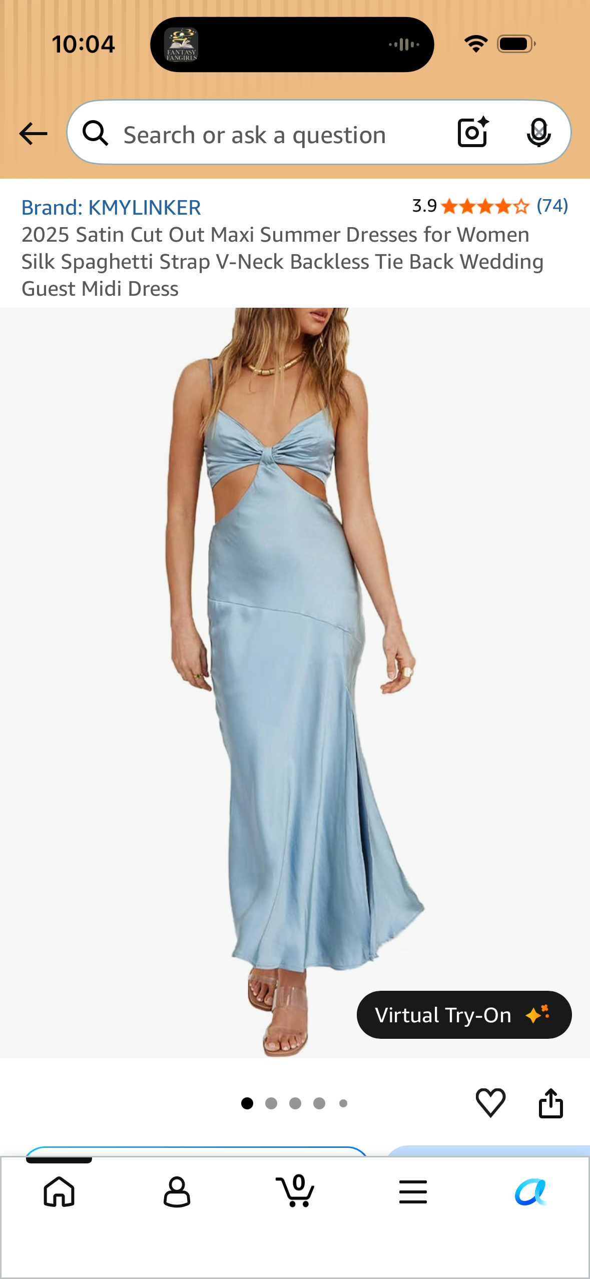 Satin Cut Out Maxi Summer Dresses for Women Silk Spaghetti Strap V-Neck Backless Tie Back Wedding Guest Midi Dress (Size Large)