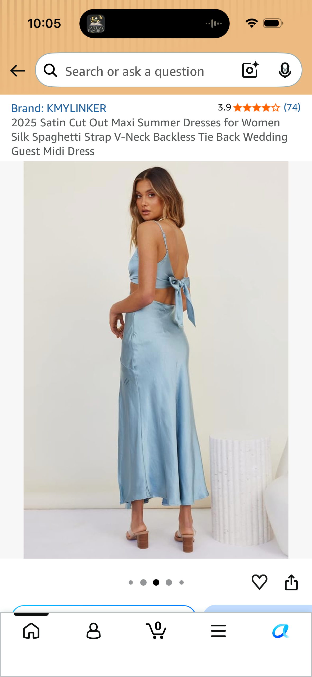 Satin Cut Out Maxi Summer Dresses for Women Silk Spaghetti Strap V-Neck Backless Tie Back Wedding Guest Midi Dress (Size Large)