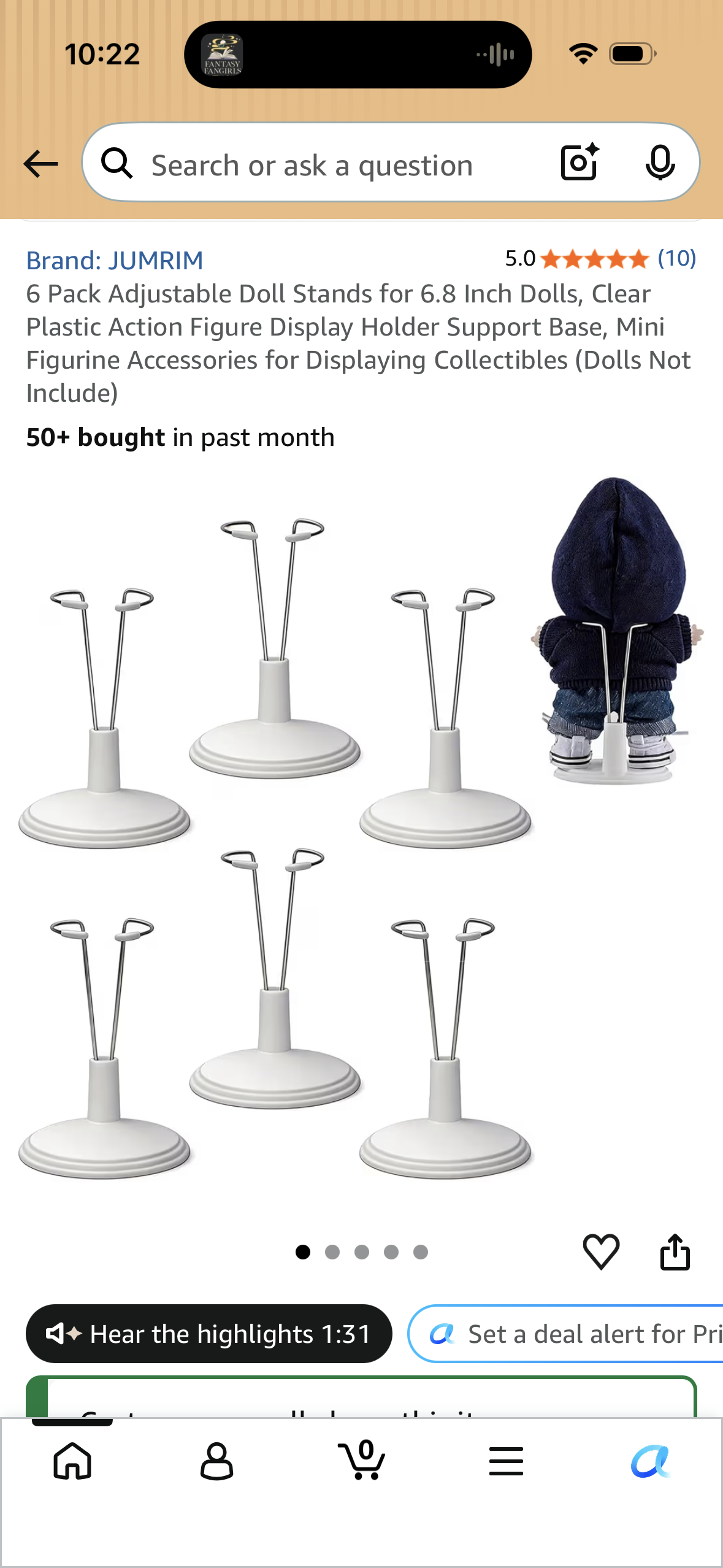 6 Pack Adjustable Doll Stands for 6.8 Inch Dolls, Clear Plastic Action Figure Display Holder Support Base, Mini Figurine Accessories for Displaying Collectibles (Dolls Not Include)