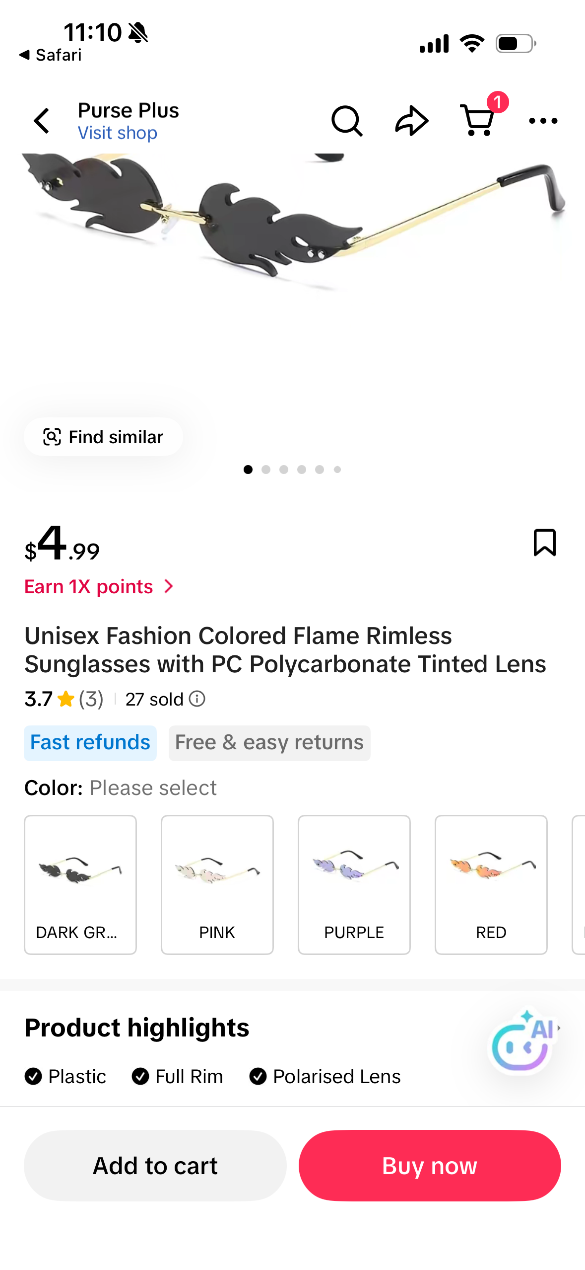Onrtry Fire Flame Sunglasses for Women Men Rimless Goth Glasses Halloween Party Glasses Novelty Sun Glasses, Grey