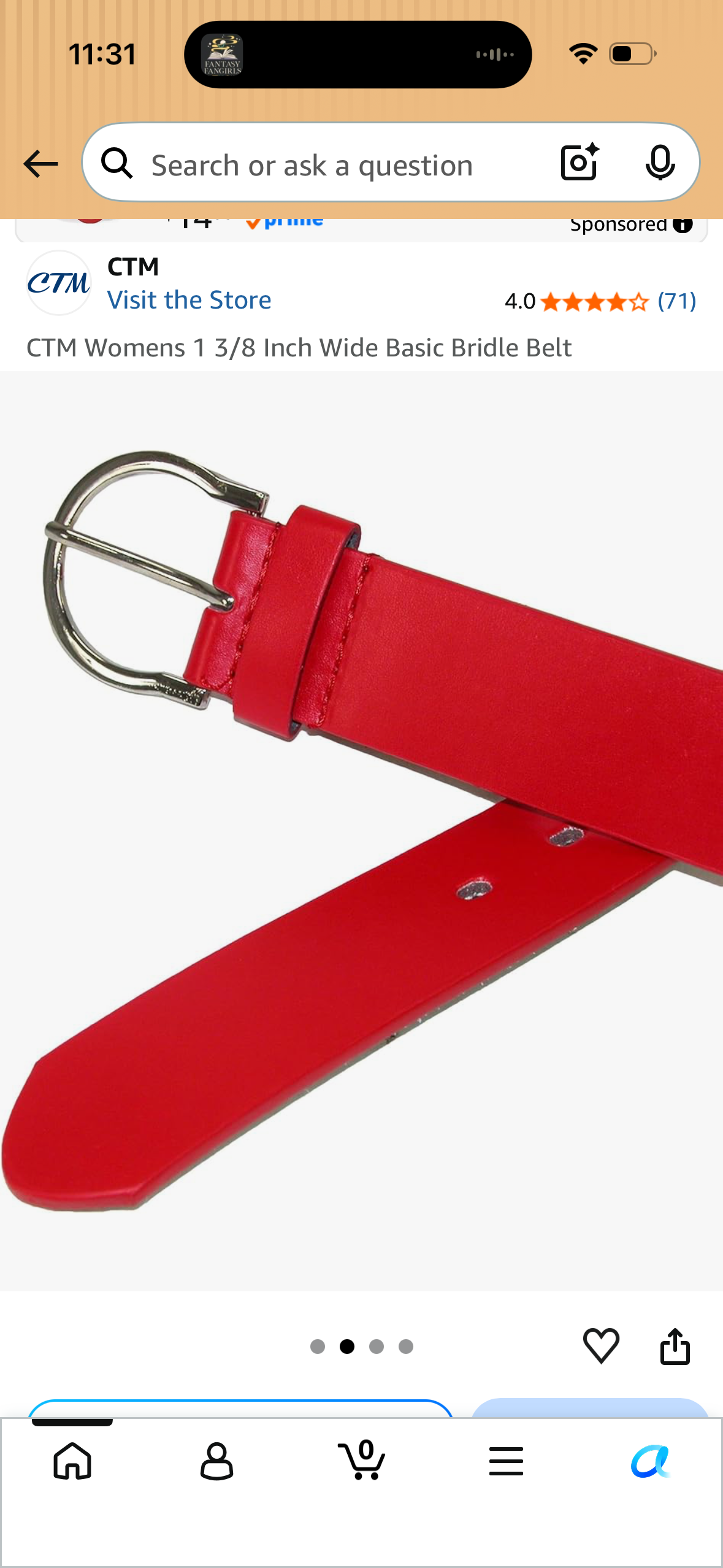 CTM Womens 1 3/8 Inch Wide Basic Bridle Belt (Size Large)