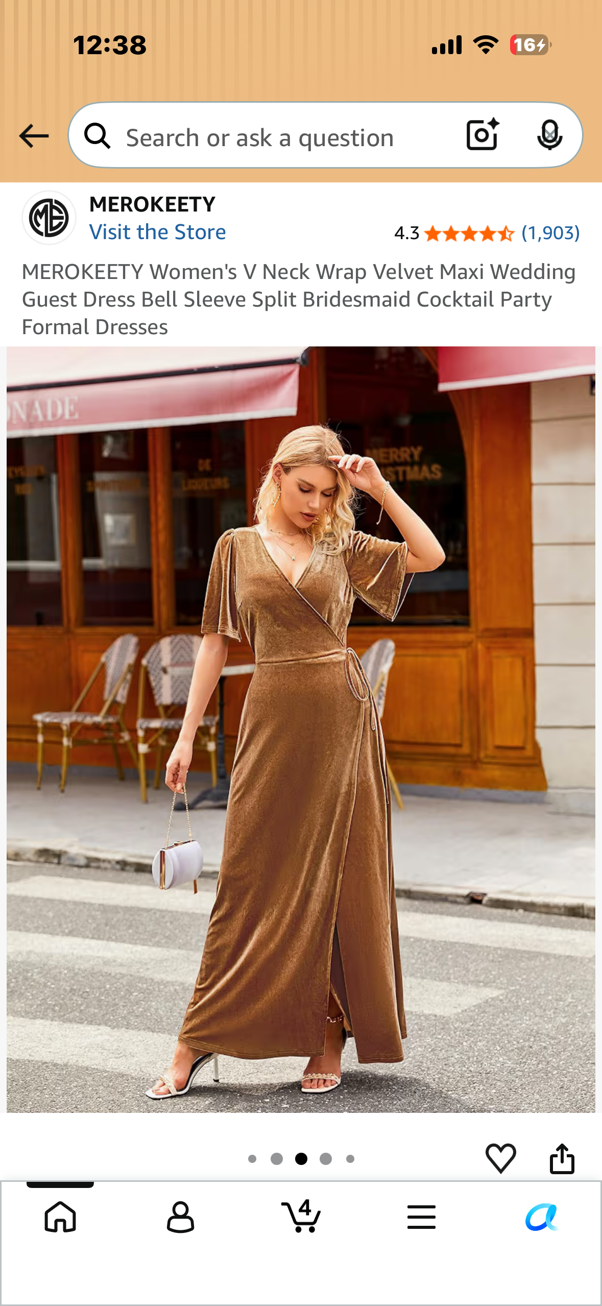 MEROKEETY Women's V Neck Wrap Velvet Maxi Wedding Guest Dress Bell Sleeve Split Bridesmaid Cocktail Party Formal Dresses (Size Medium)