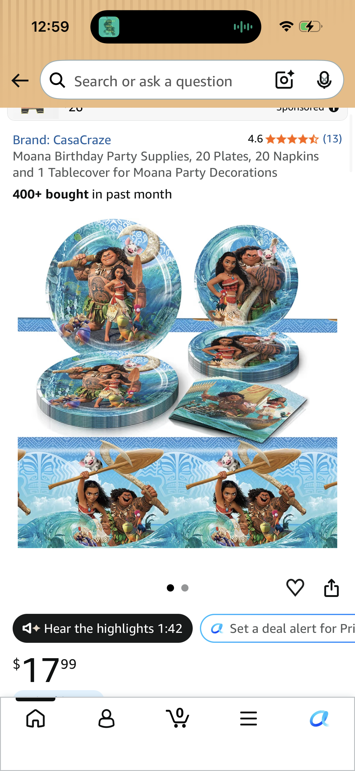 Moana Birthday Party Supplies, 20 Plates, 20 Napkins and 1 Tablecover for Moana Party Decorations