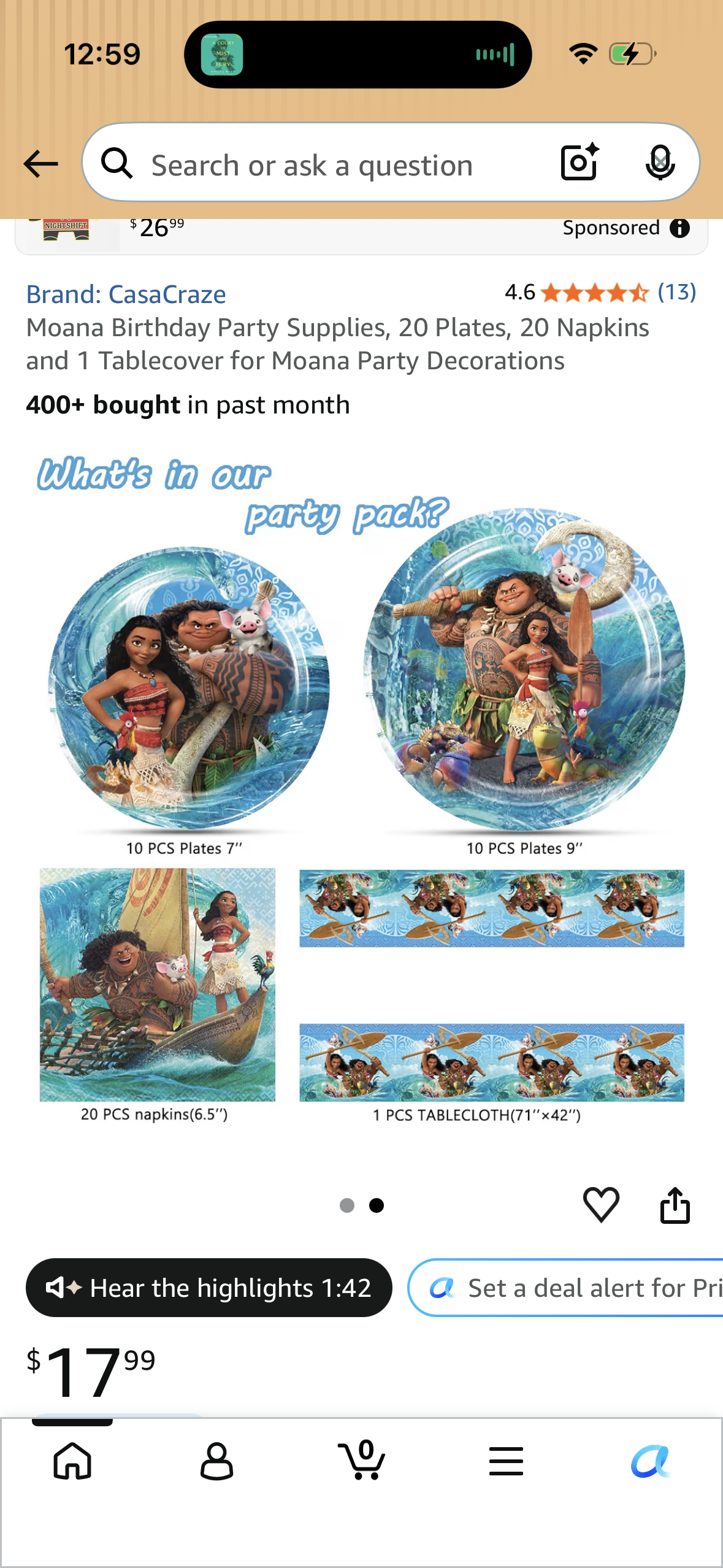 Moana Birthday Party Supplies, 20 Plates, 20 Napkins and 1 Tablecover for Moana Party Decorations