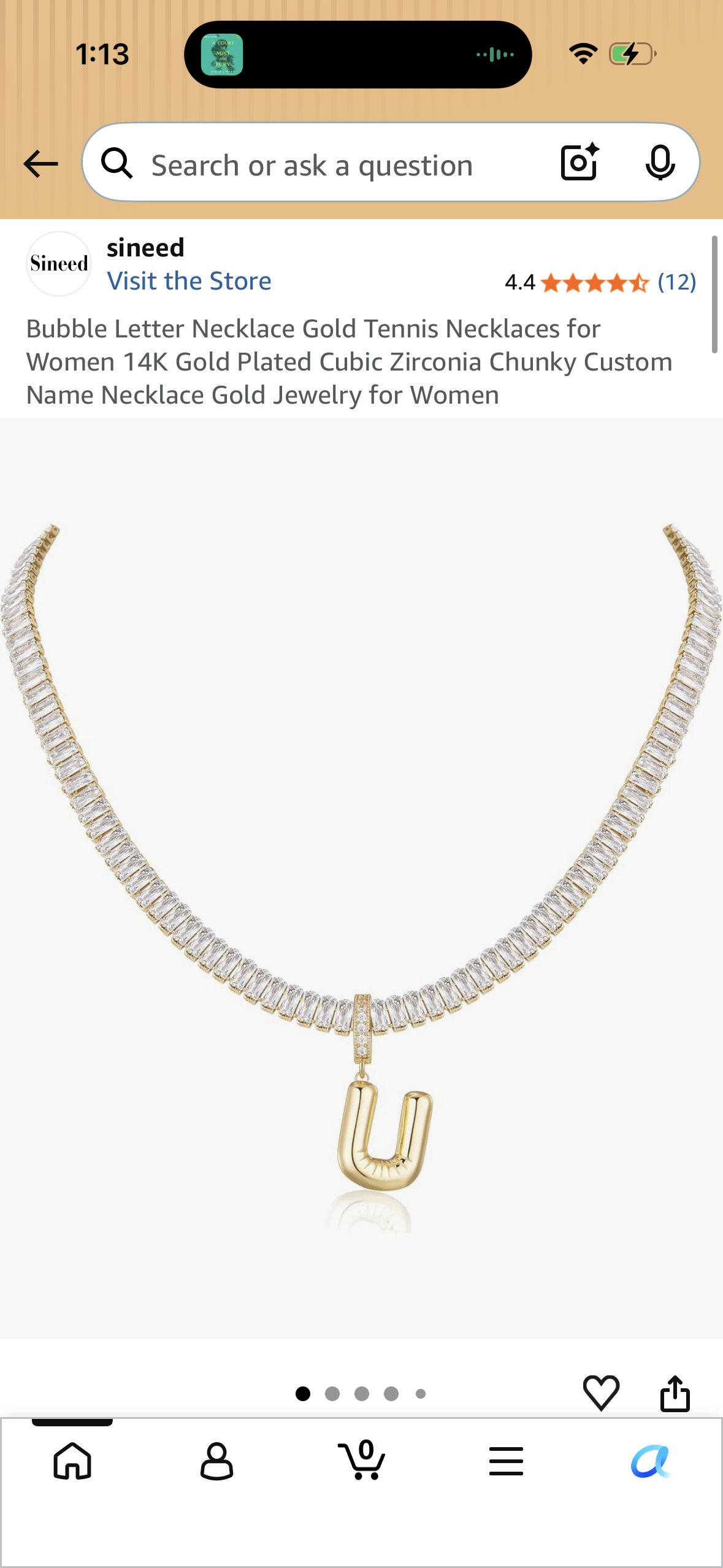 Bubble Letter Necklace Gold Tennis Necklaces for Women 14K Gold Plated Cubic Zirconia Chunky Custom Name Necklace Gold Jewelry for Women, Initial U