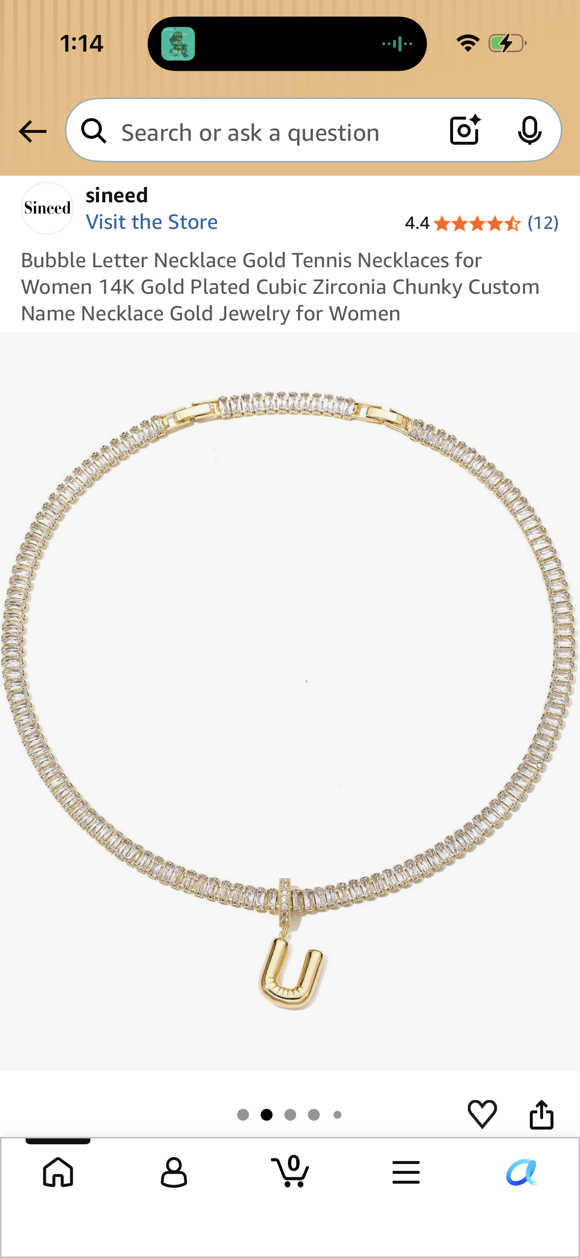 Bubble Letter Necklace Gold Tennis Necklaces for Women 14K Gold Plated Cubic Zirconia Chunky Custom Name Necklace Gold Jewelry for Women, Initial U