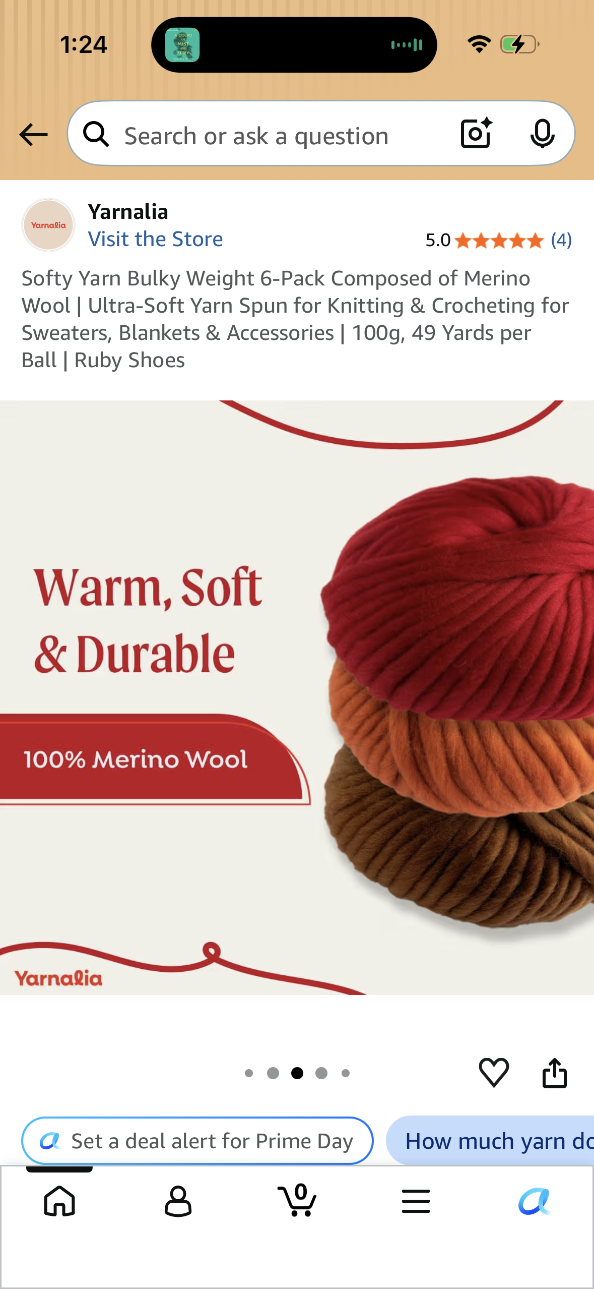Softy Yarn Bulky Weight 6-Pack Composed of Merino Wool