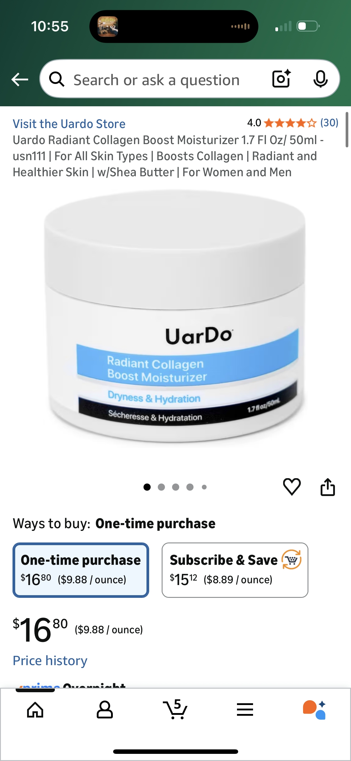 Uardo Radiant Collagen Boost Moisturizer 1.7 Fl Oz