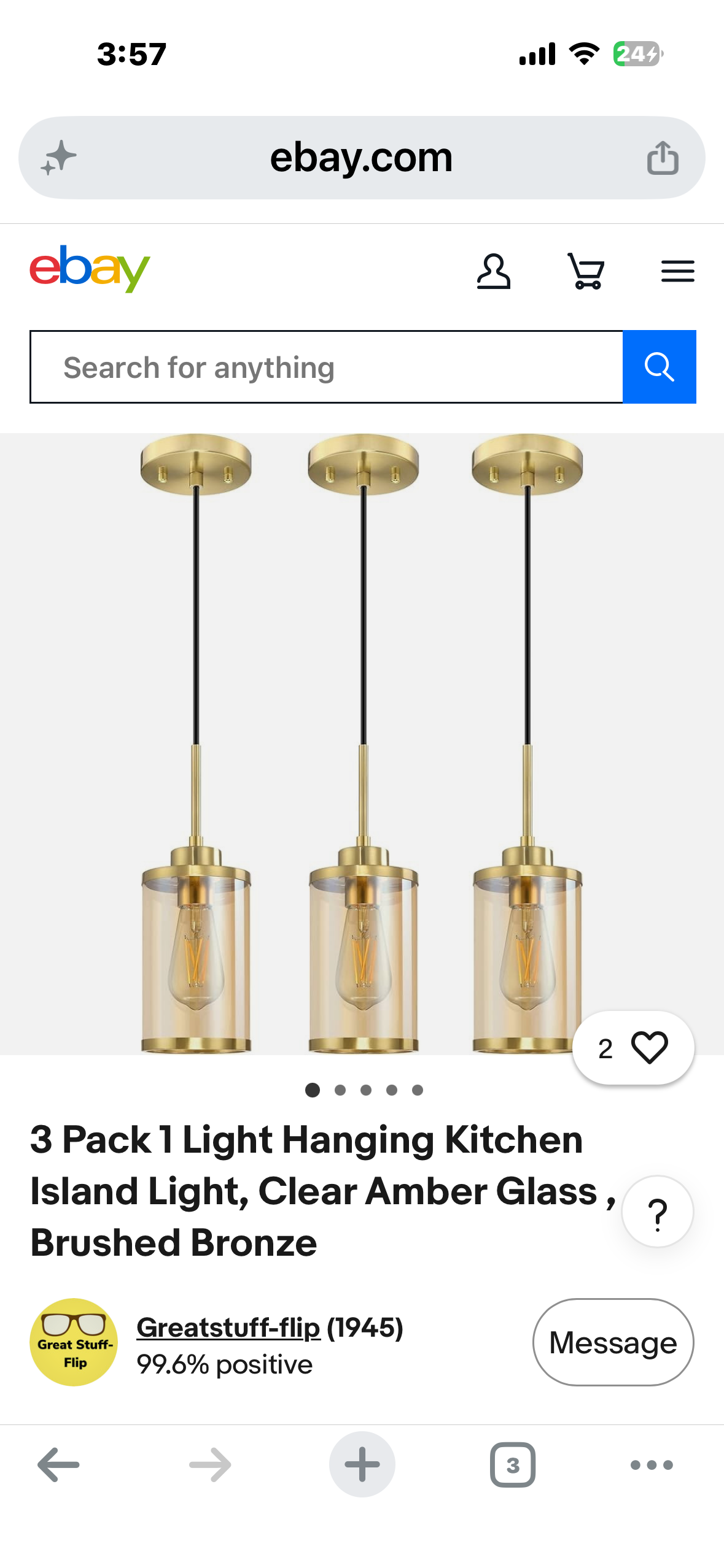 RAIN LIGHTING 3 Pack Light, Modern Industrial Farmhouse Hanging Kitchen Island Ceiling Light Fixture, Gold Finish Over