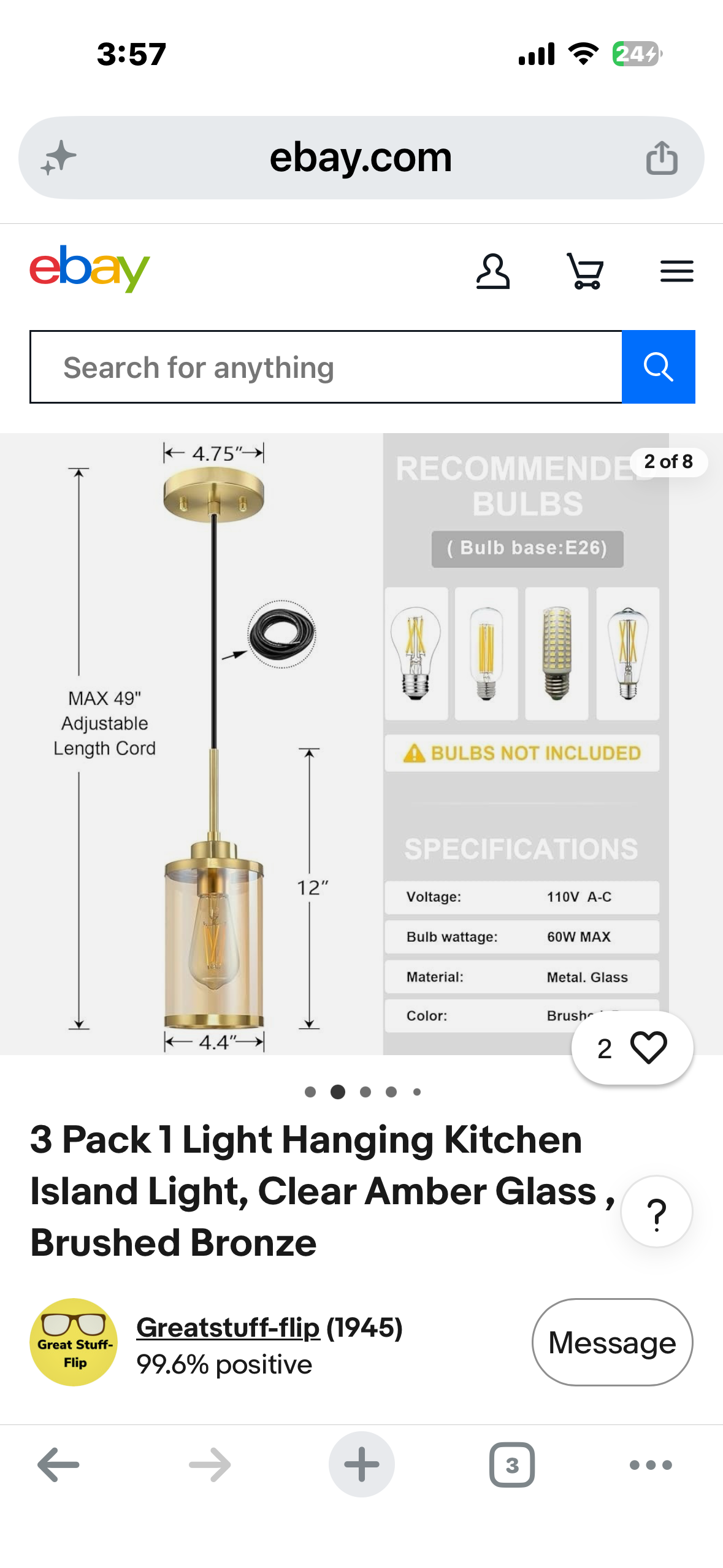 RAIN LIGHTING 3 Pack Light, Modern Industrial Farmhouse Hanging Kitchen Island Ceiling Light Fixture, Gold Finish Over