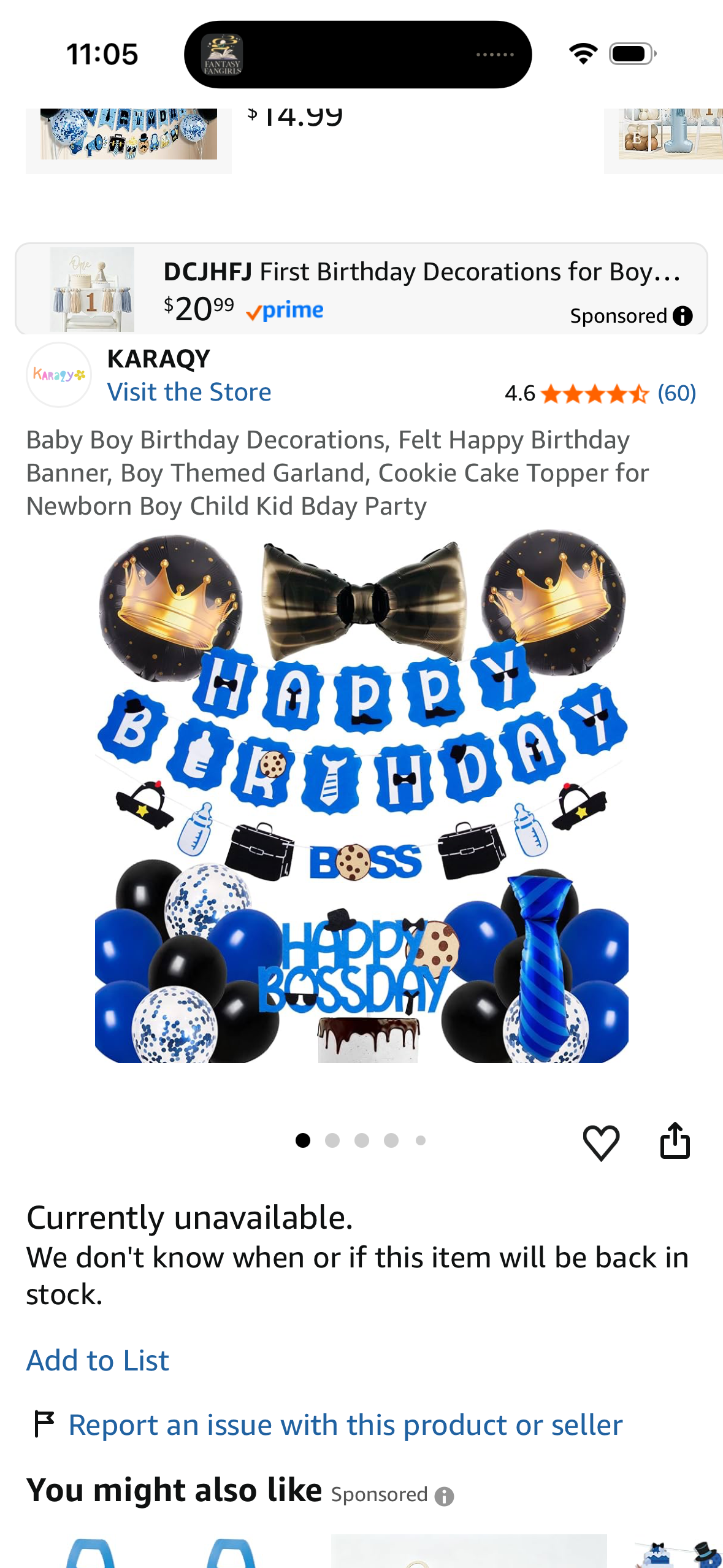 Baby Boy Birthday Decorations, Felt Happy Birthday Banner, Boy Themed Garland, Cookie Cake Topper for Newborn Boy Child Kid Bday Party
