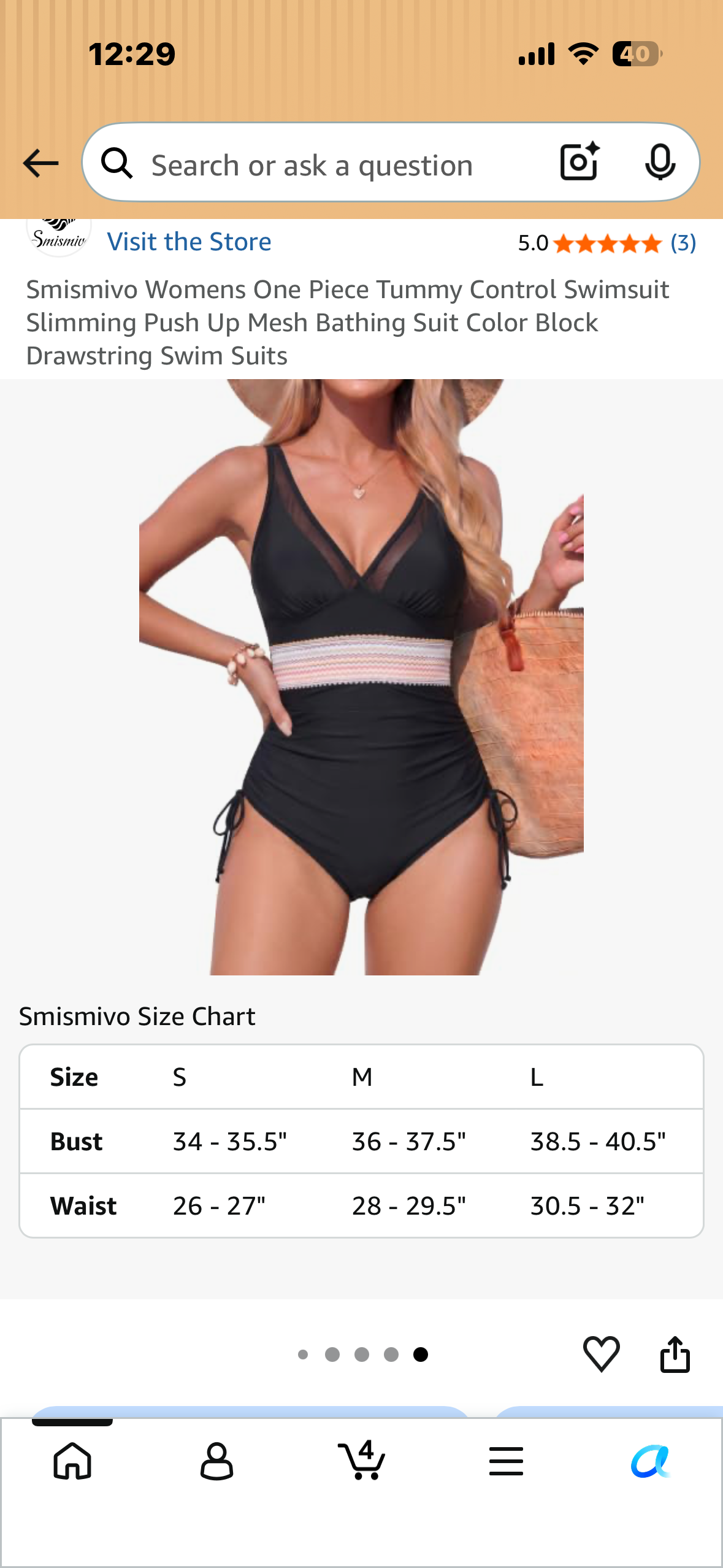 Women’s One Piece Tummy Control Swimsuit, Slimming Push Up Bathing Suit, Color Block, Drawstring Swim Suit (Size Medium)