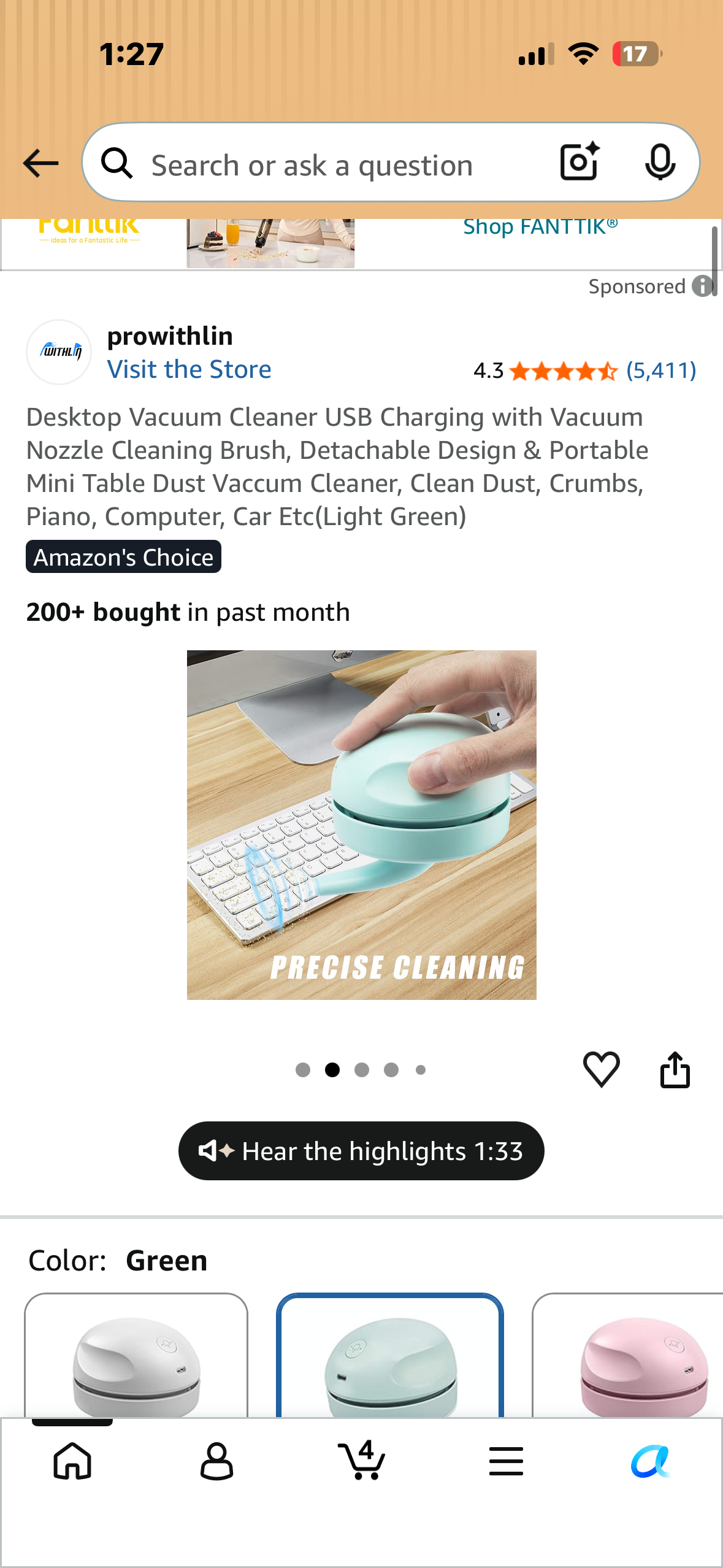 Desktop Vacuum Cleaner, USB Charging with Vacuum Nozzle, Cleaning Brush, Portable Mini Table Dust Vaccum Cleaner, Clean Dust, Crumbs, Piano, Computer, Car (Light Green)