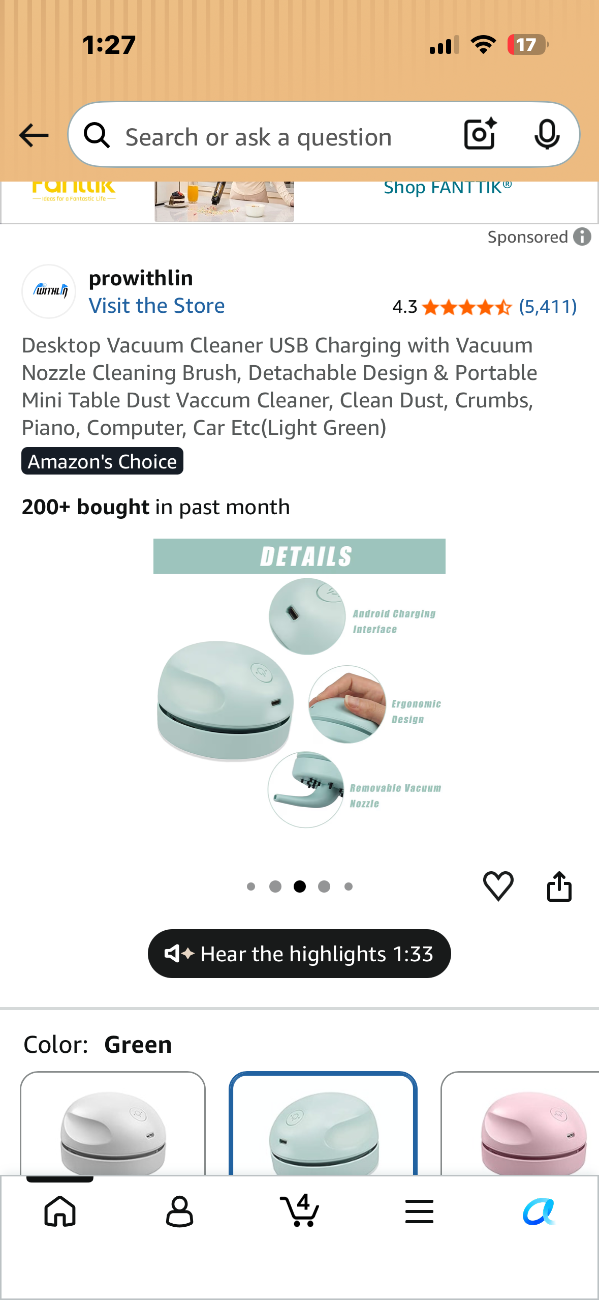 Desktop Vacuum Cleaner, USB Charging with Vacuum Nozzle, Cleaning Brush, Portable Mini Table Dust Vaccum Cleaner, Clean Dust, Crumbs, Piano, Computer, Car (Light Green)