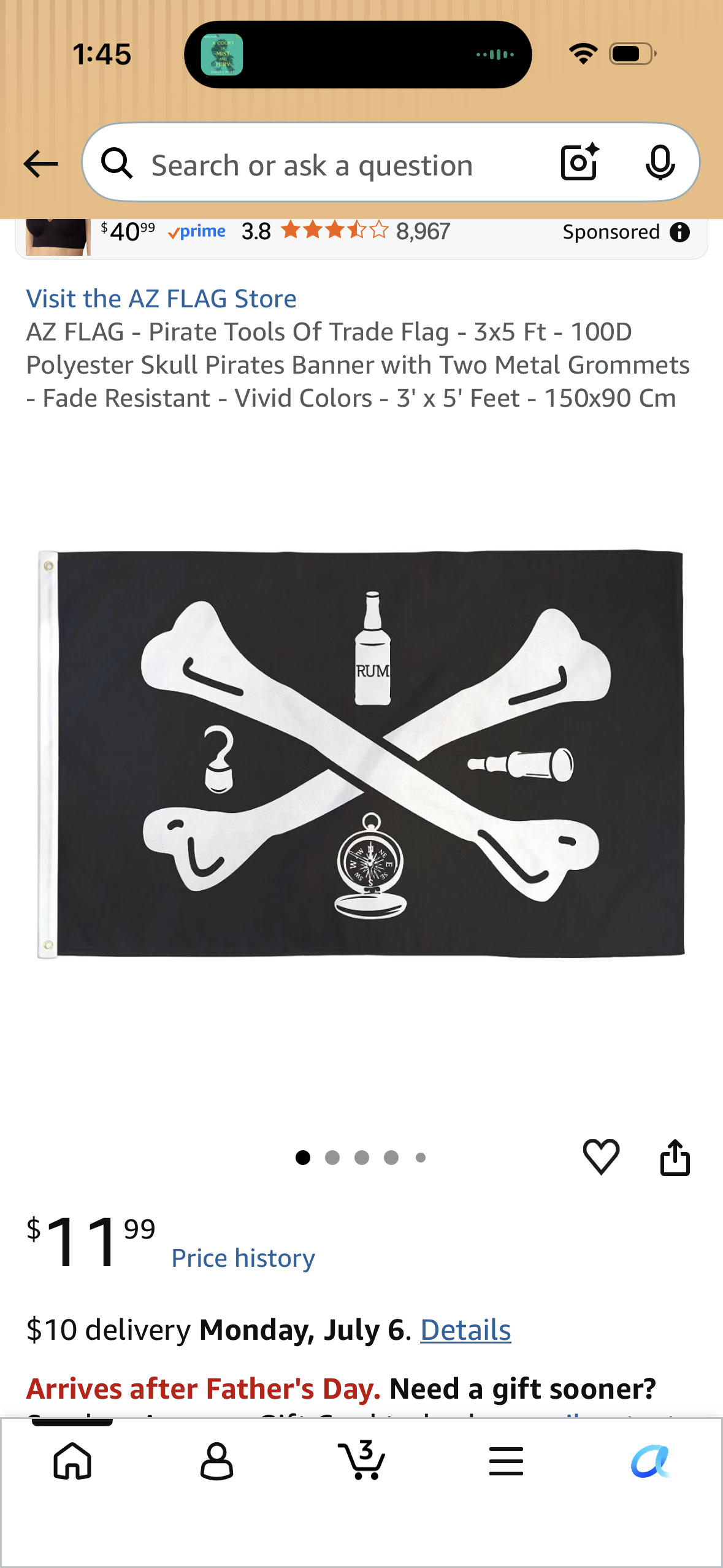 AZ FLAG - Pirate Tools Of Trade Flag - 3x5 Ft - 100D Polyester Skull Pirates Banner with Two Metal Grommets - Fade Resistant - Vivid Colors - 3' x 5' Feet - 150x90 Cm