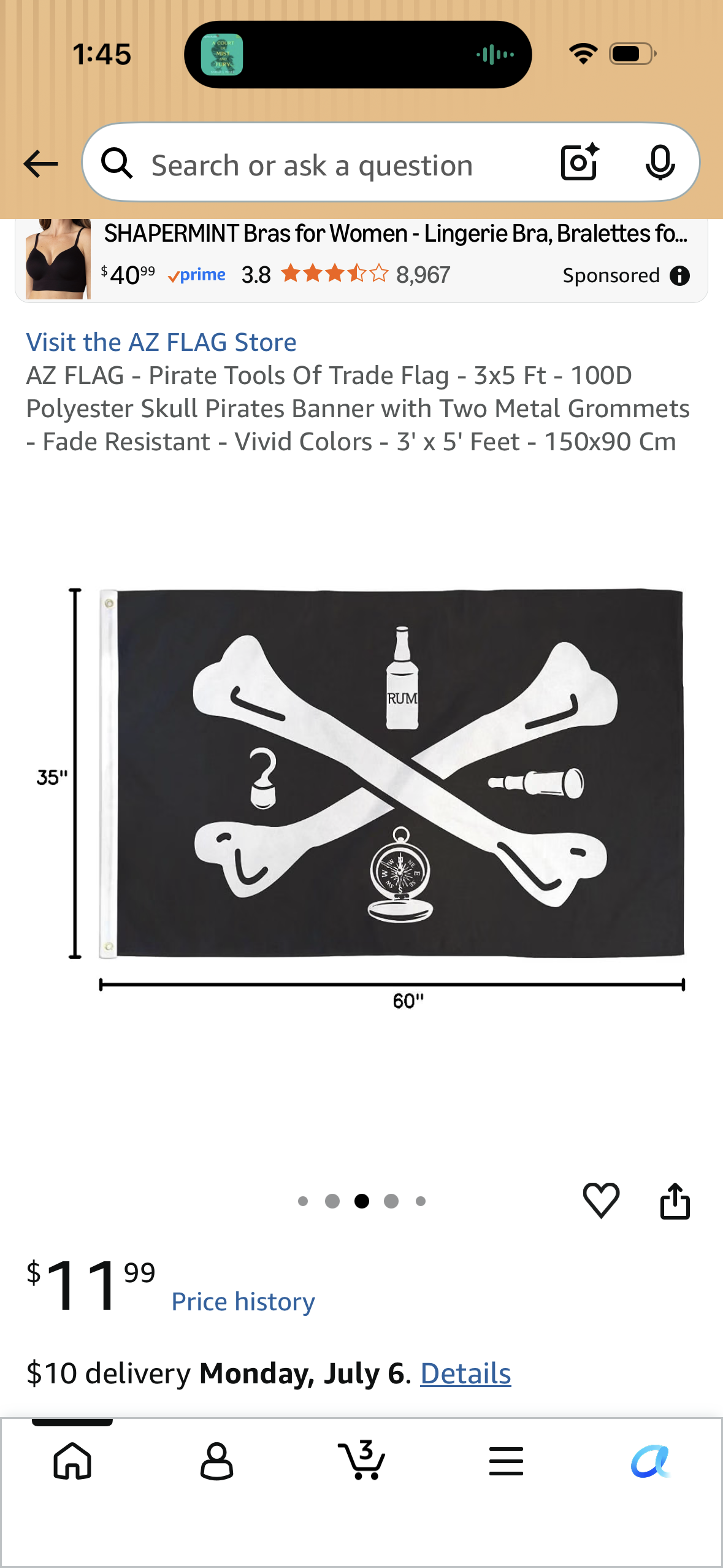 AZ FLAG - Pirate Tools Of Trade Flag - 3x5 Ft - 100D Polyester Skull Pirates Banner with Two Metal Grommets - Fade Resistant - Vivid Colors - 3' x 5' Feet - 150x90 Cm