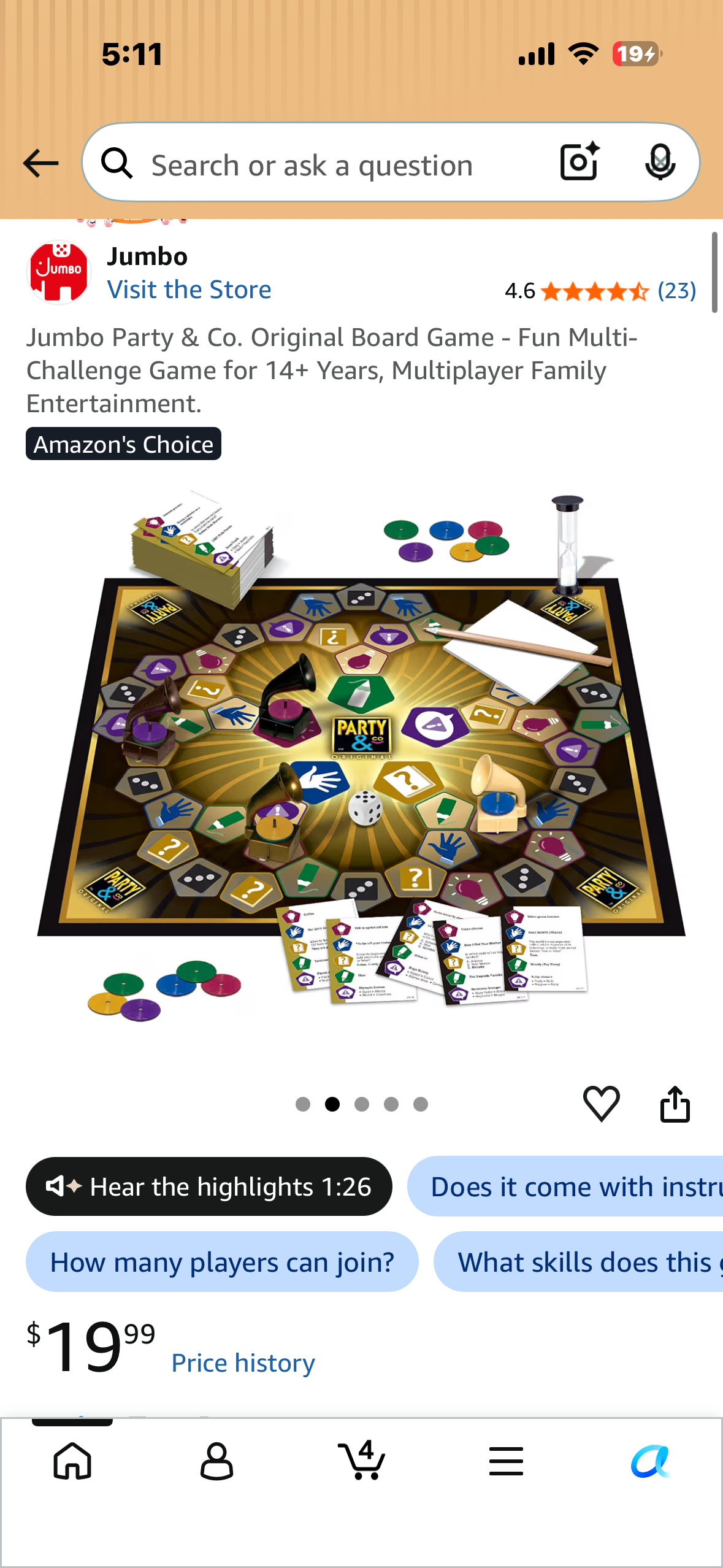 Jumbo Party & Co. Original Board Game - Fun Multi-Challenge Game for 14+ Years, Multiplayer Family Entertainment.