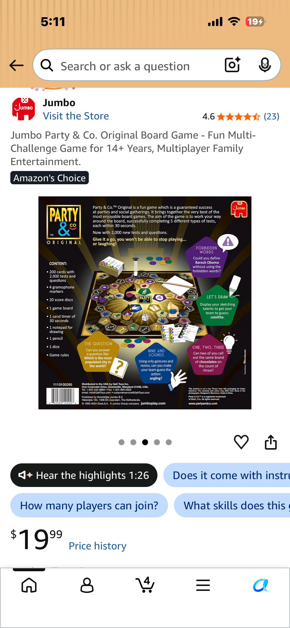 Jumbo Party & Co. Original Board Game - Fun Multi-Challenge Game for 14+ Years, Multiplayer Family Entertainment.
