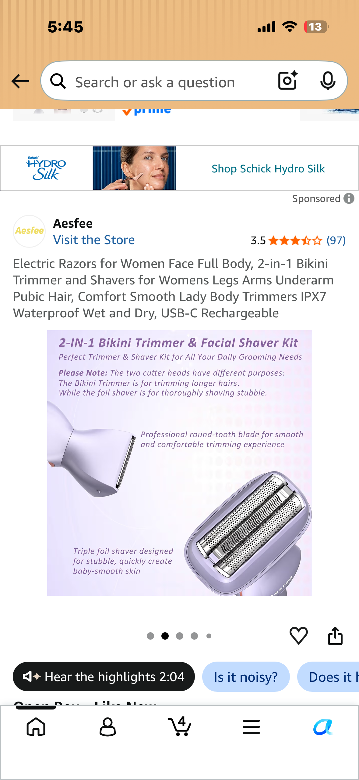 Electric Razors for Women Face Full Body, 2-in-1 Bikini Trimmer and Shavers for Womens Legs Arms Underarm Pubic Hair, Comfort Smooth Lady Body Trimmers IPX7 Waterproof Wet and Dry, USB-C Rechargeable