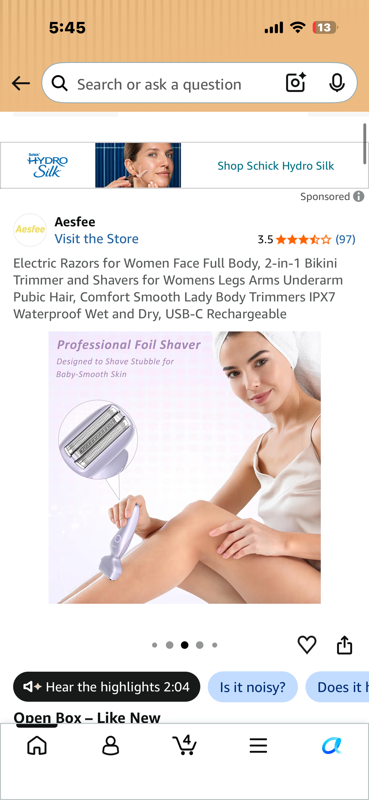 Electric Razors for Women Face Full Body, 2-in-1 Bikini Trimmer and Shavers for Womens Legs Arms Underarm Pubic Hair, Comfort Smooth Lady Body Trimmers IPX7 Waterproof Wet and Dry, USB-C Rechargeable