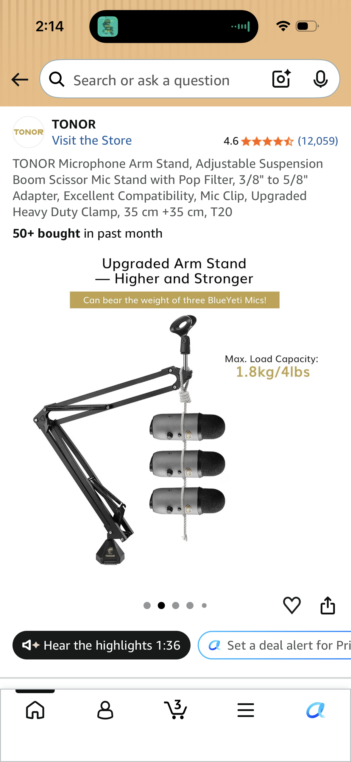 TONOR Microphone Arm Stand, Adjustable Suspension Boom Scissor Mic Stand with Pop Filter, 3/8" to 5/8" Adapter, Excellent Compatibility, Mic Clip, Upgraded Heavy Duty Clamp, 35 cm +35 cm, T20