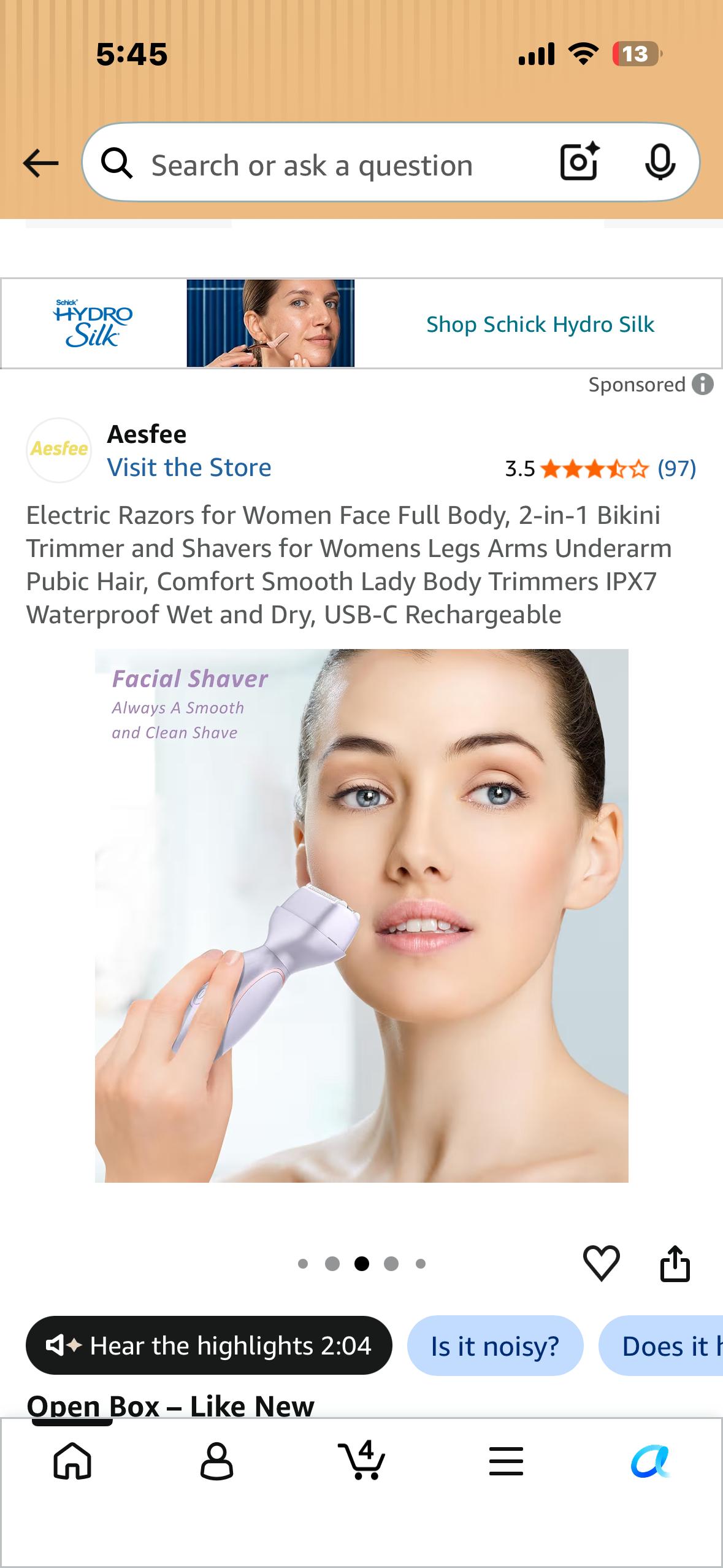 Electric Razors for Women Face Full Body, 2-in-1 Bikini Trimmer and Shavers for Womens Legs Arms Underarm Pubic Hair, Comfort Smooth Lady Body Trimmers IPX7 Waterproof Wet and Dry, USB-C Rechargeable