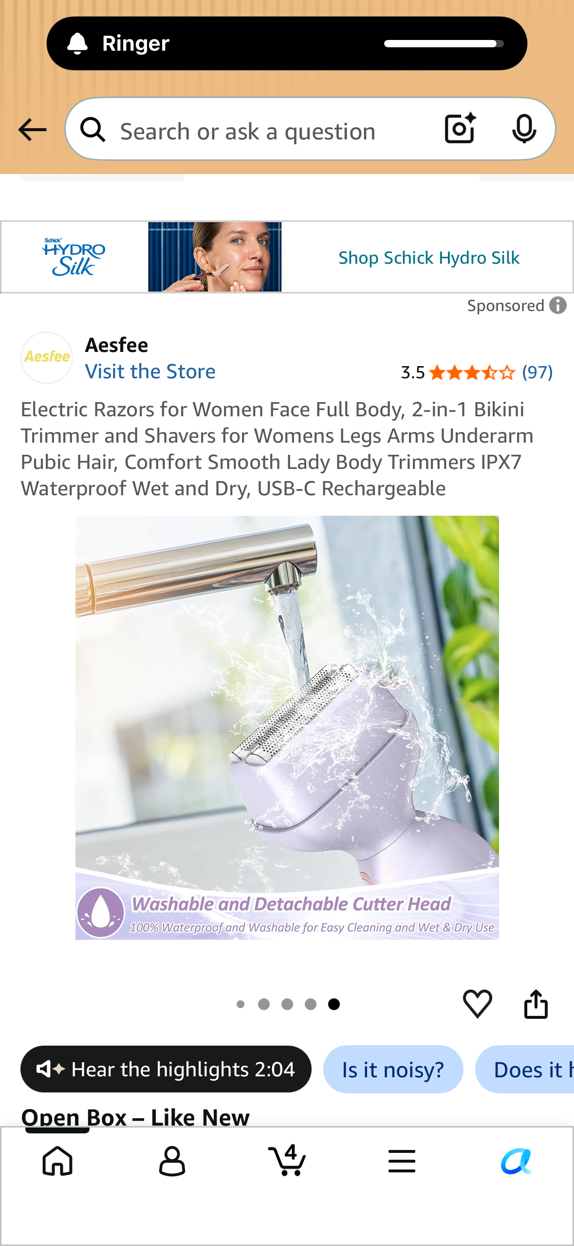 Electric Razors for Women Face Full Body, 2-in-1 Bikini Trimmer and Shavers for Womens Legs Arms Underarm Pubic Hair, Comfort Smooth Lady Body Trimmers IPX7 Waterproof Wet and Dry, USB-C Rechargeable