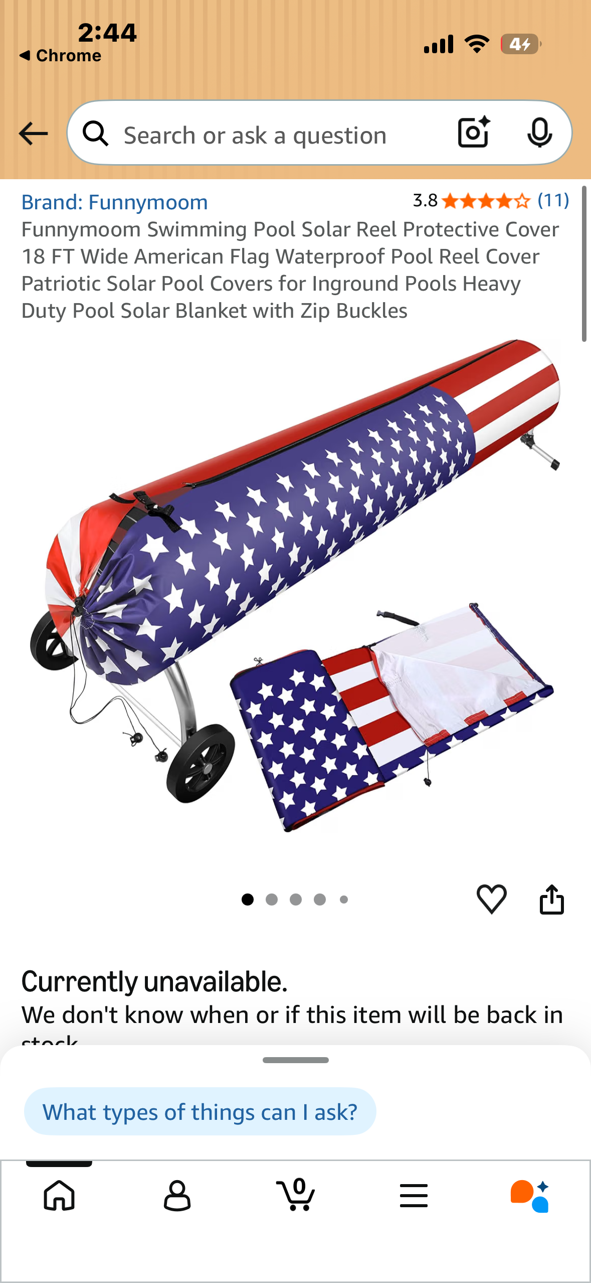 Funnymoom Swimming Pool Solar Reel Protective Cover, 18 FT American Flag Waterproof Pool Reel Cover, Patriotic Solar Cover for Solar Blanket with Zip Buckles