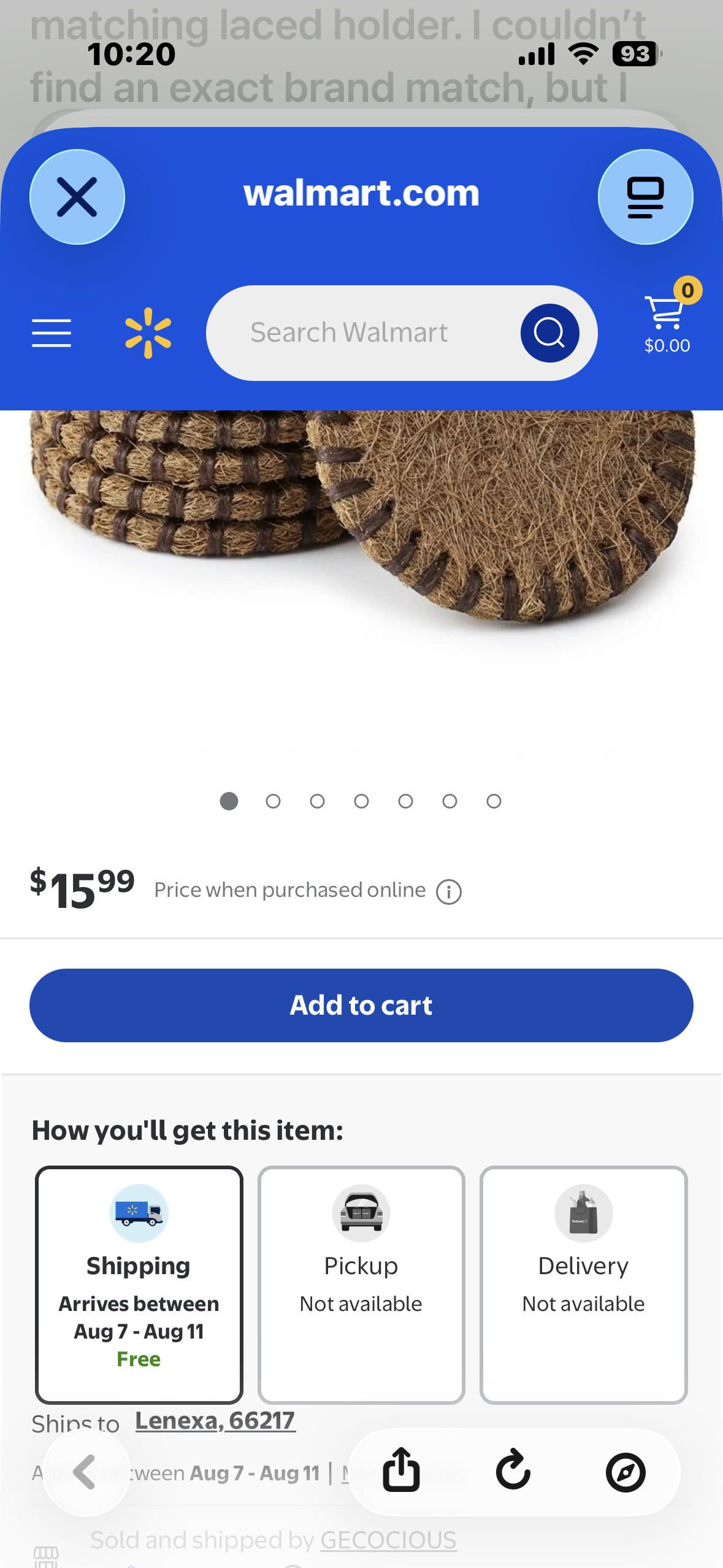Natural Fiber Coasters with Leather Stitched Edge, Each Set with Coasters Holder, Round in 4.0' Inch Set of 5 (5, Light Brown (Coconut Fiber))