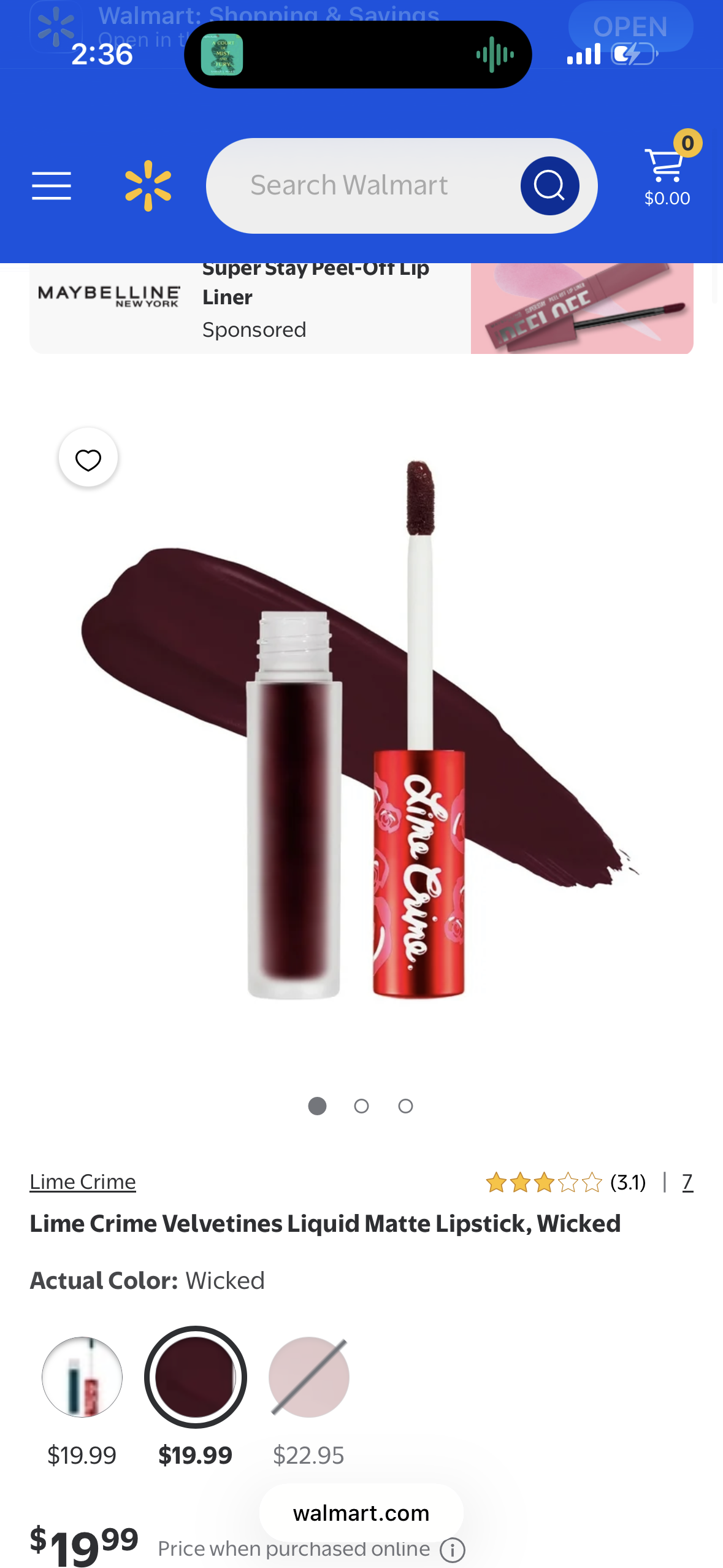 Lime Crime Velvetines Liquid Matte Lipstick, Wicked (Blood Red) - Bold, Long Lasting Shades & Lip Lining - Stellar Color & High Comfort for All-Day Wear - Talc-Free & Paraben-Free